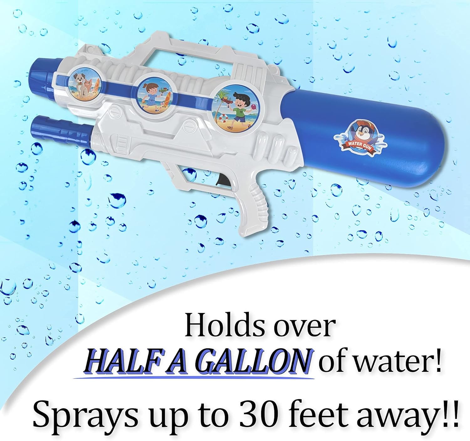 Pistolas de agua extra grandes para niños, súper pistola de chorro de agua de alta capacidad, gran tamaño y largo alcance de tiro, pistola de