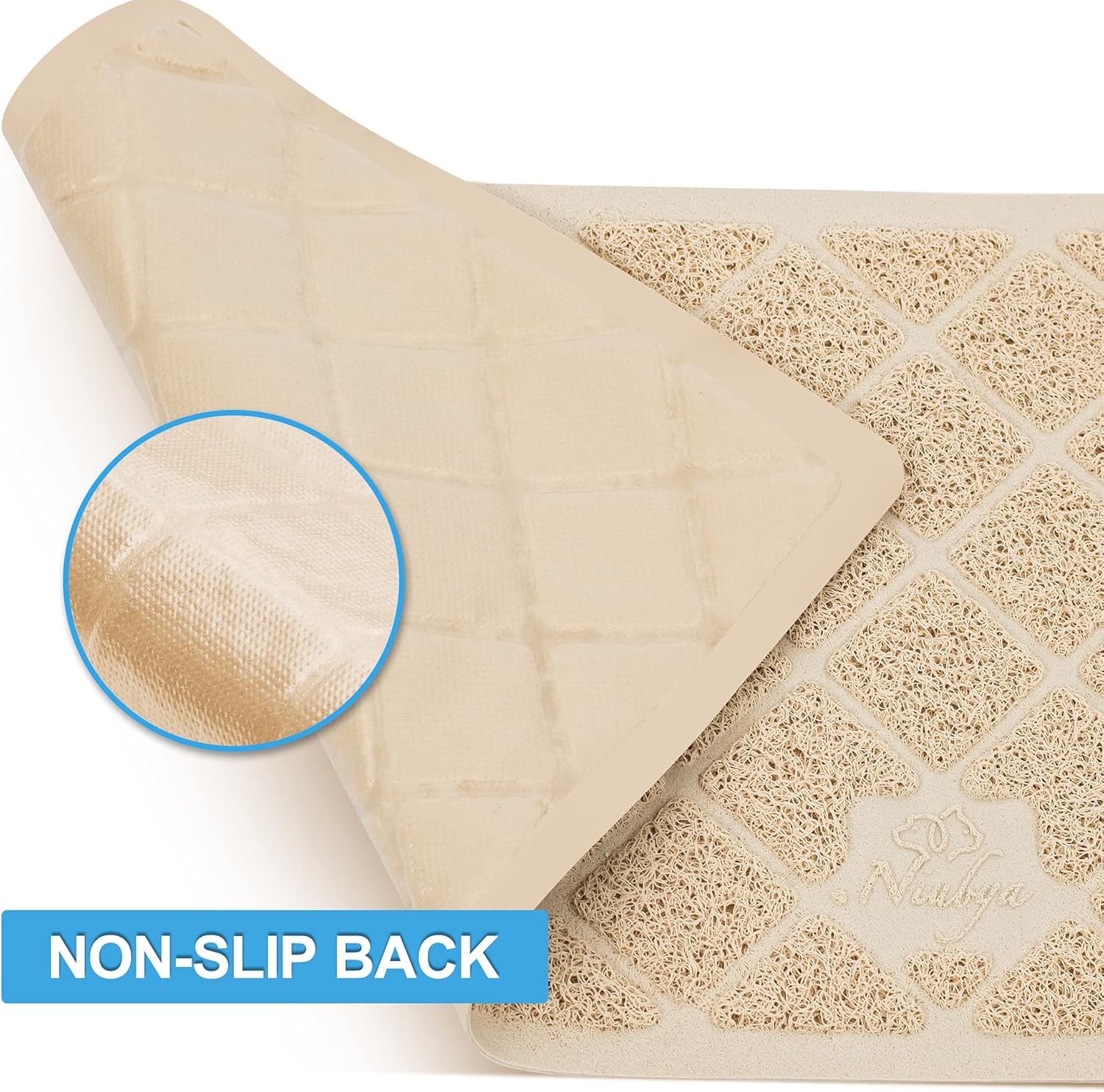 Niubya Tapete de arena para gatos de alta calidad, tapete para caja de arena con respaldo antideslizante e impermeable, tapete suave para patas de