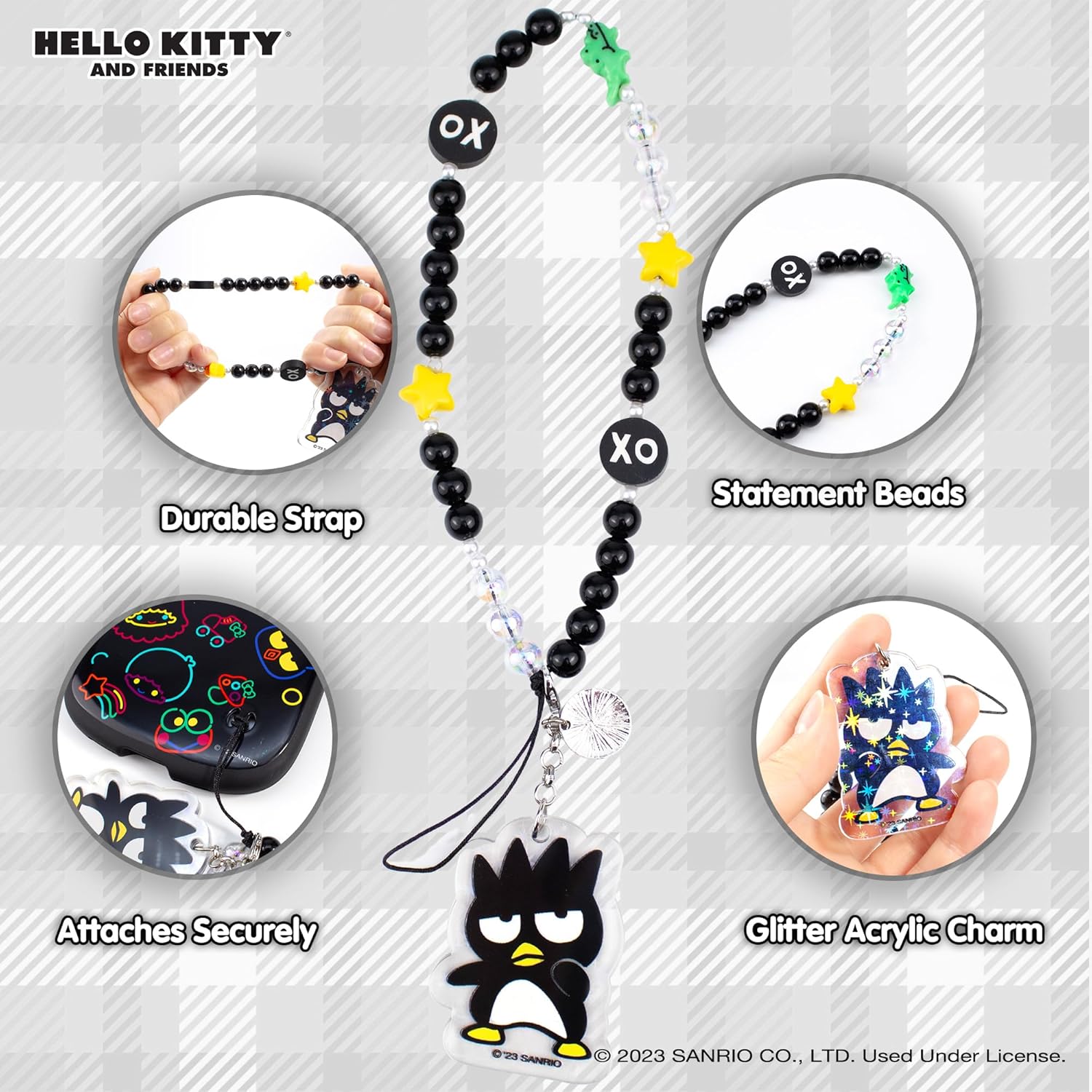 iFace Hello Kitty and Friends – Correa universal con cuentas para teléfono, bonita cadena de muñeca, correa de decoración estética para teléfono