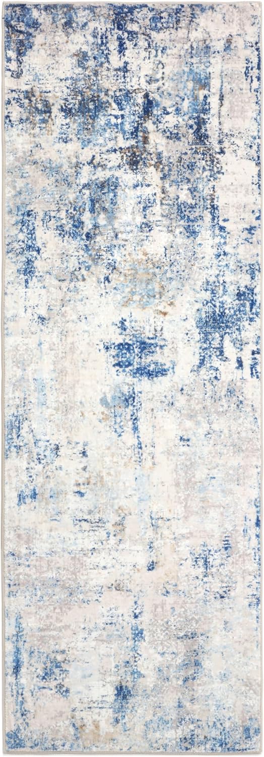 Alfombra de pasillo de 2 x 6 pies, antideslizante, lavable a máquina, alfombra tradicional para pasillo, cocina, dormitorio, sala de estar (azul