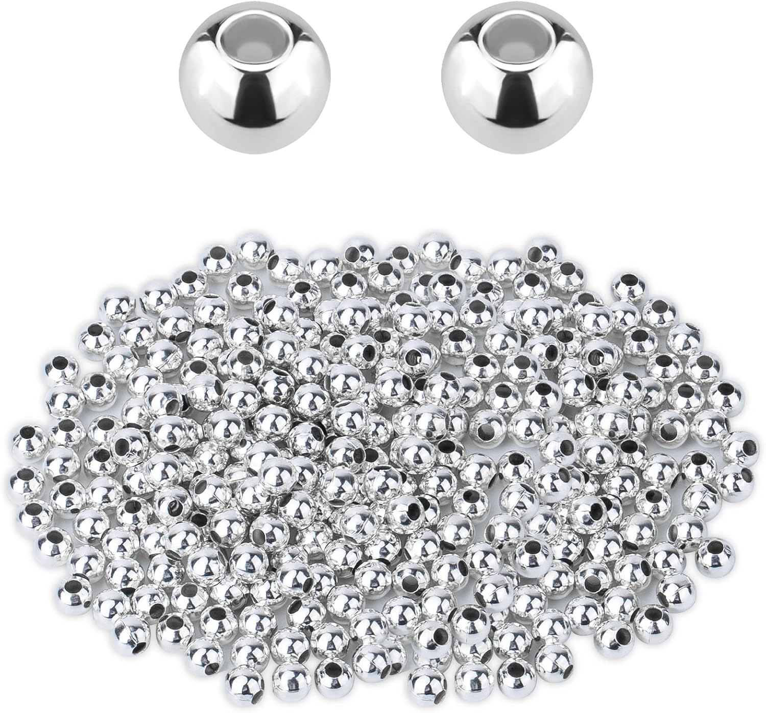 SAVITA 200 cuentas espaciadoras redondas de 0.236 pulgadas para la fabricación de joyas, cuentas espaciadoras de metal, cuentas redondas lisas