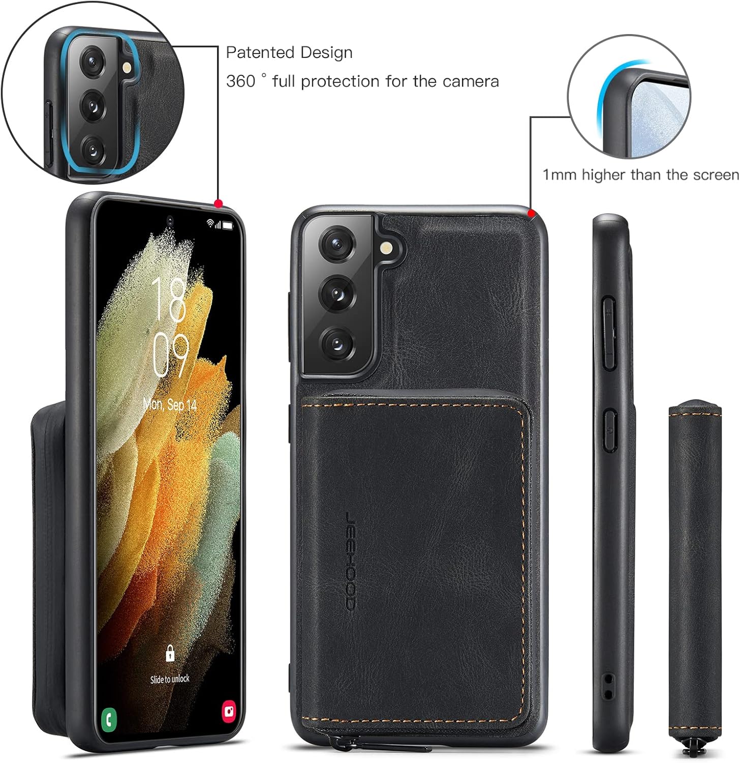 Asuwish Funda de teléfono para Samsung Galaxy S22 5G Funda tipo cartera con protector de pantalla de vidrio templado y soporte para tarjeta de