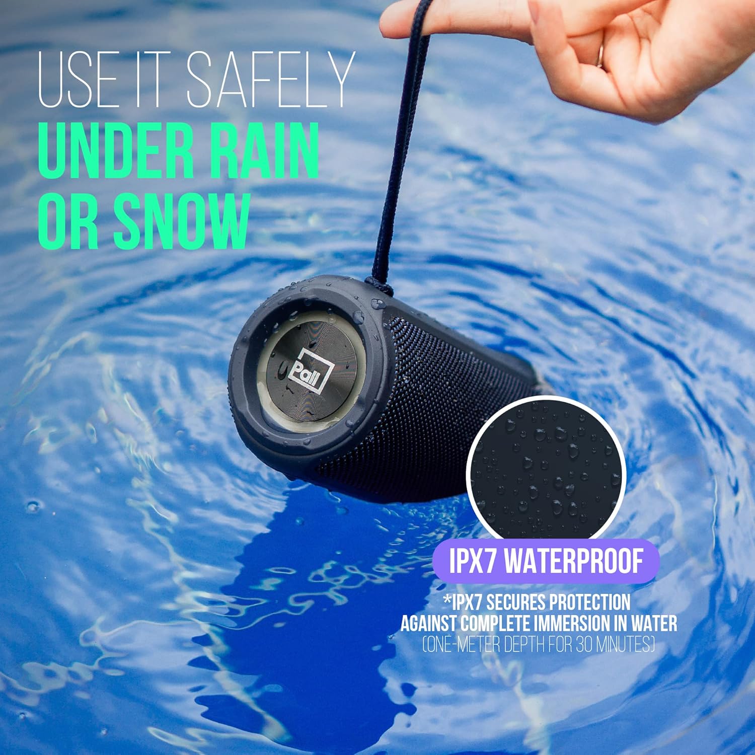 PALL Power One, altavoz impermeable de 20 W, excelente para exteriores  Altavoz inalámbrico verdadero, compatible con Android e iOS  6 horas de