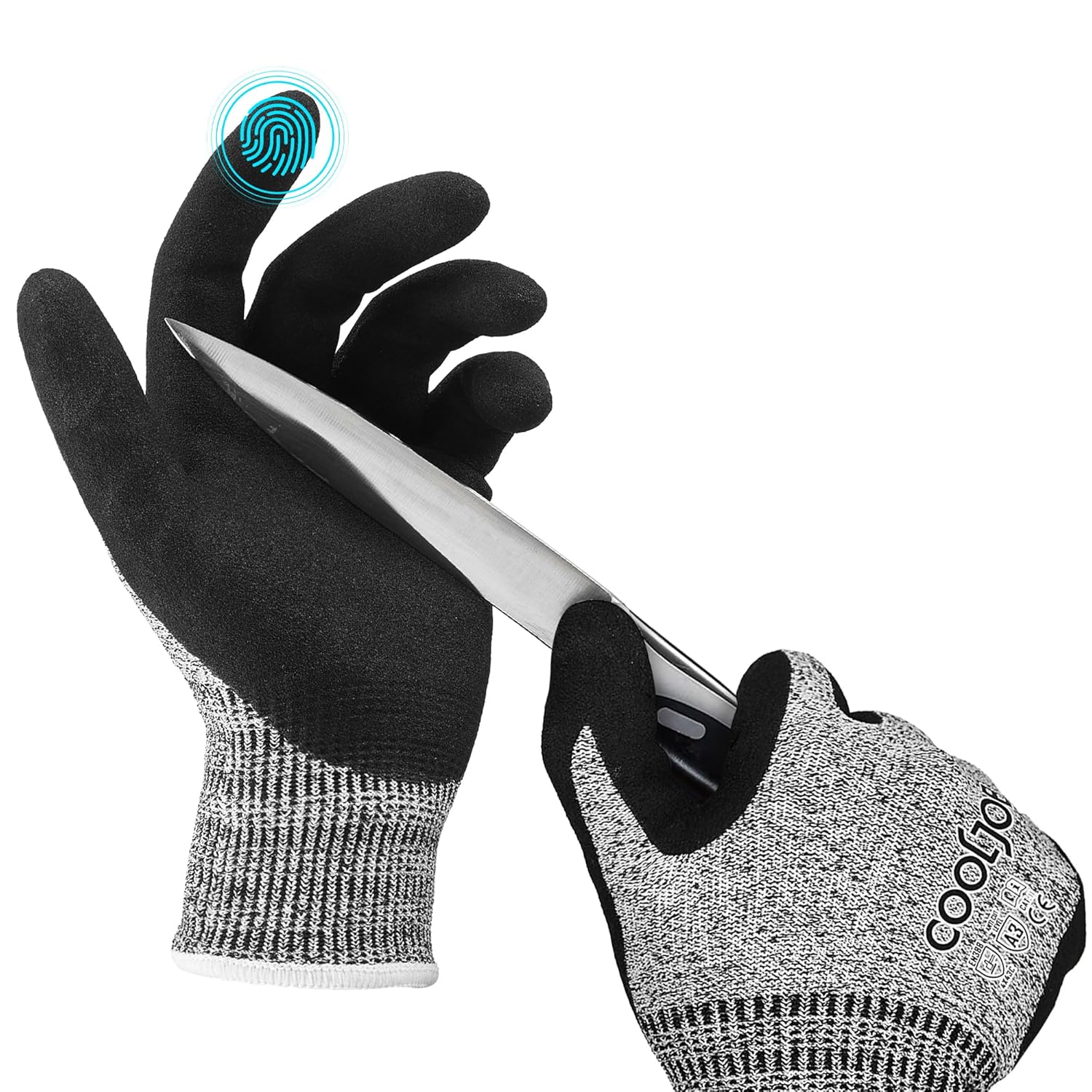 COOLJOB A3 – Guantes de pesca resistentes a los cortes para hombres y mujeres, guantes de trabajo de seguridad para pantalla táctil con agarre de