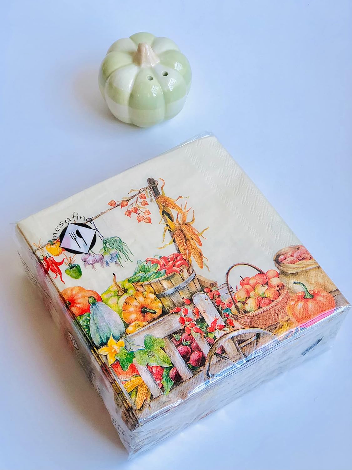 40 unidades 10×10 Happy Autumn Harvest Fruit Vegetable Stand, calabaza, manzana, remolacha, pepino, maíz, pimienta, calabaza, ñame de tomate,