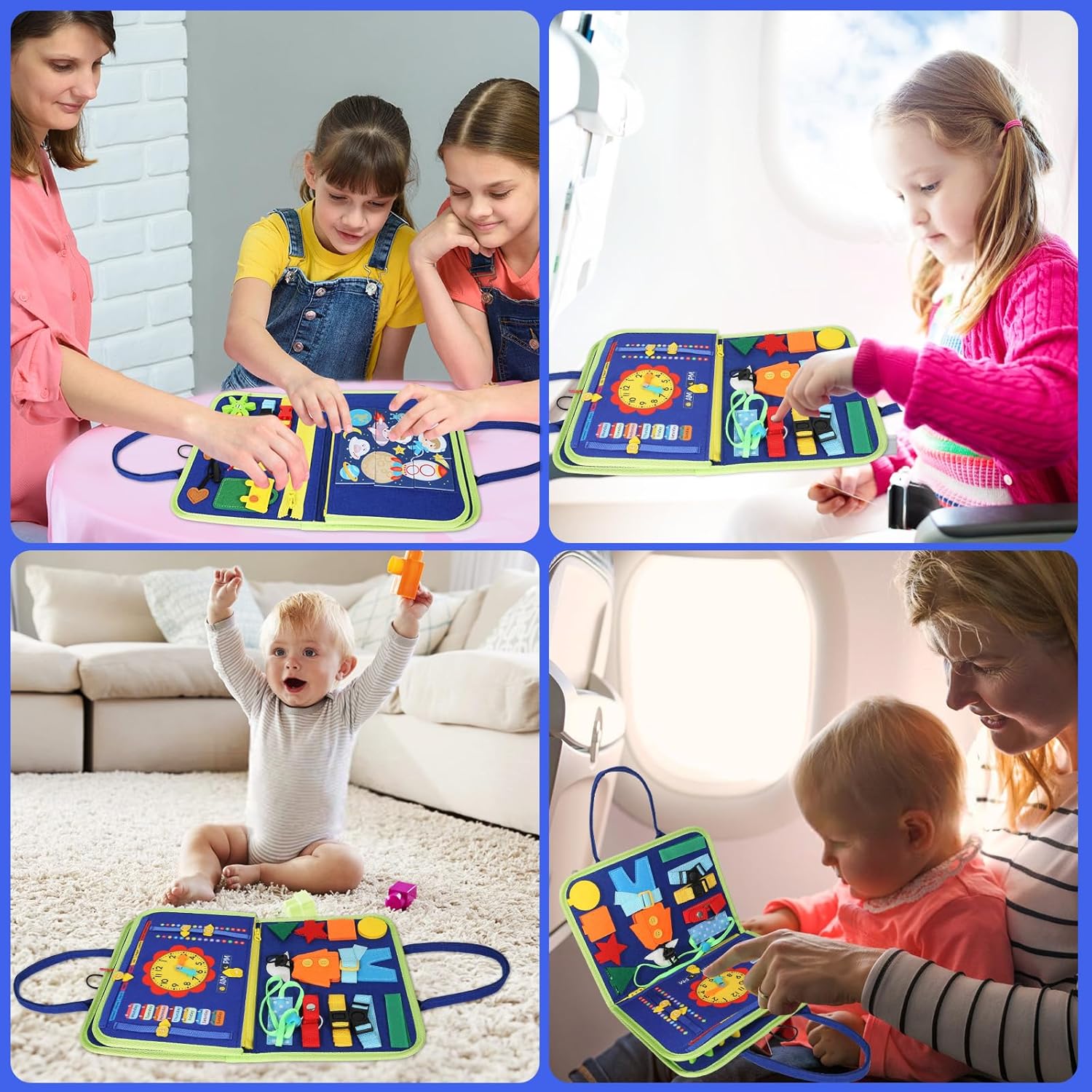 Tabla de actividades para niños pequeños de 1, 2, 3, 4 años, juguetes Montessori para niñas de 1 año, juguete sensorial de viaje para aprender