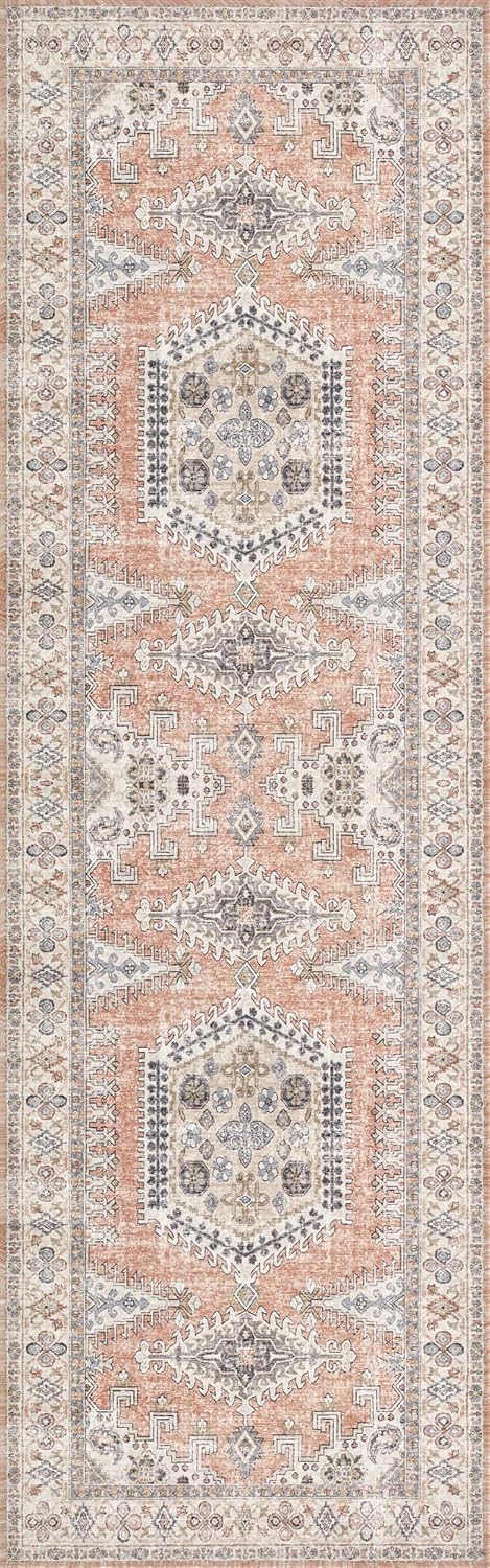 Valenrug Alfombra lavable de 2 pies 6 x 10 pies, ultrafina, resistente a las manchas, colección antigua, alfombra de área para sala de estar,
