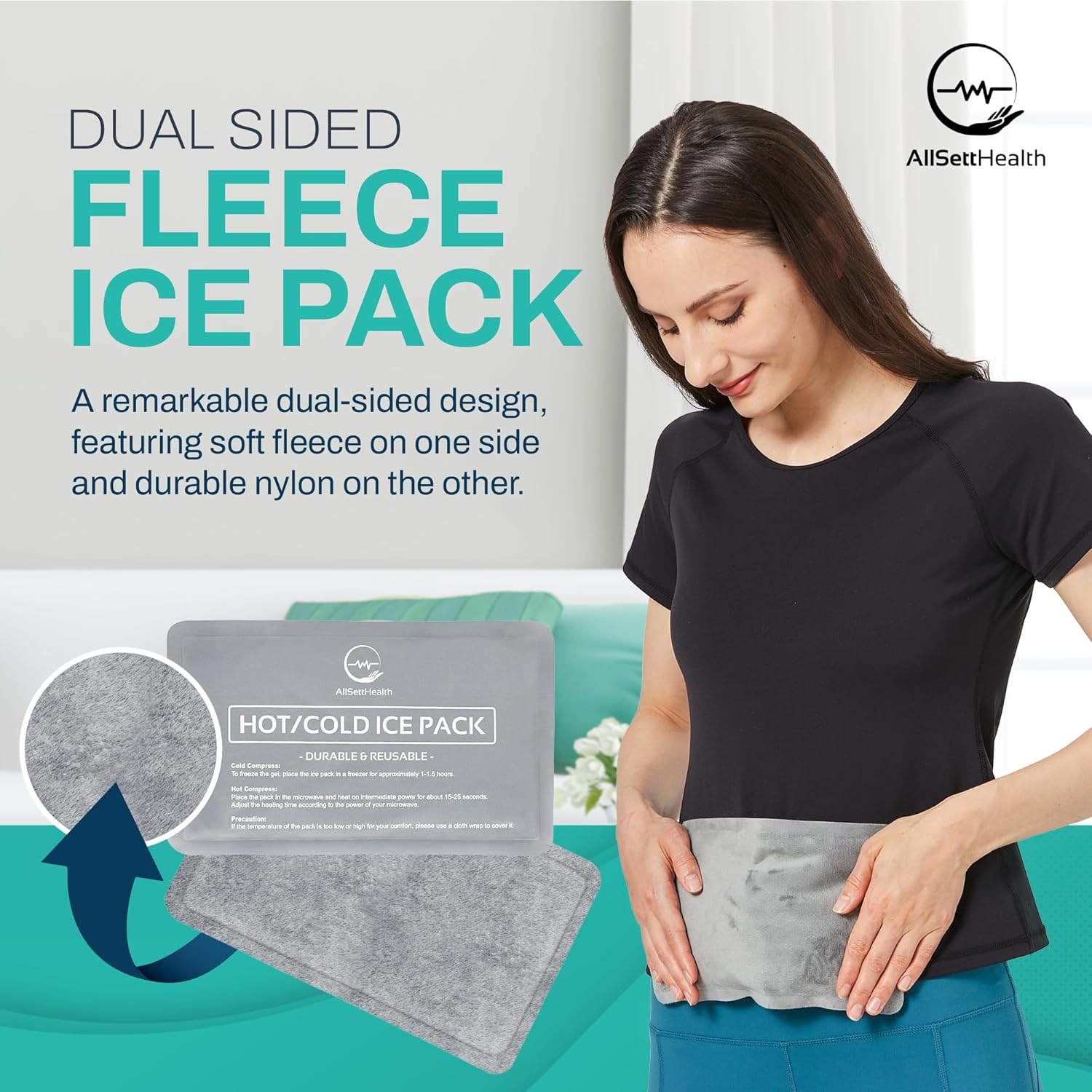 Paquete de 4 bolsas de hielo reutilizables para lesiones, bolsa de hielo suave con tela de vellón suave de terciopelo, juego de hielo flexible de