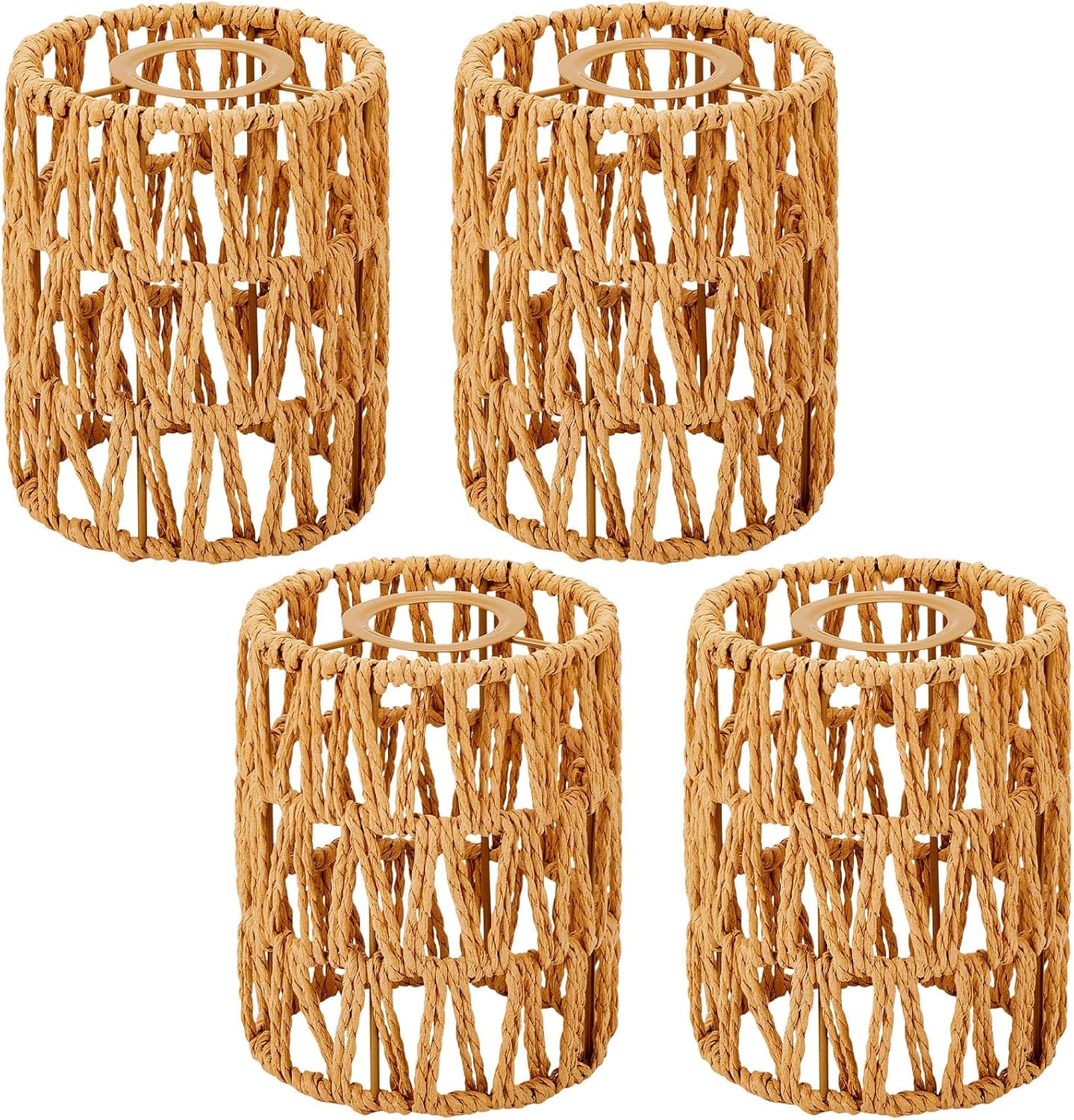 Pantallas de lámpara de ratán de 5.9 pulgadas de alto x 5 pulgadas de profundidad, persianas bohemias de repuesto para lámpara colgante, lámparas de