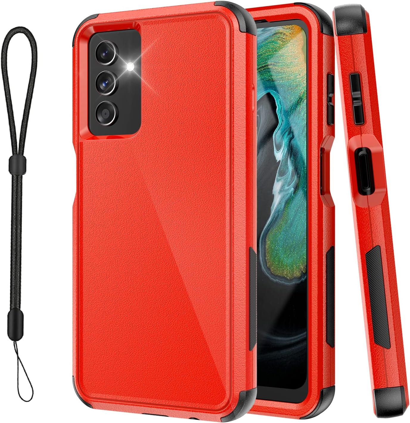 Unitedtime – Funda para Galaxy A13  Protección contra caídas resistente a prueba de golpes Militar Bumper Funda para teléfono  Resistente (rojo)