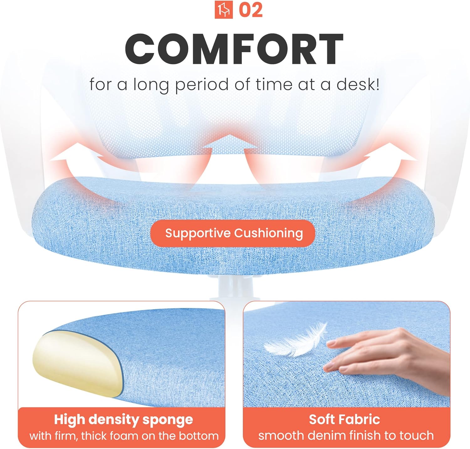 NEO CHAIR Silla de escritorio para computadora de oficina, para juegos, cojín ergonómico de respaldo medio, soporte lumbar con ruedas, cómodo