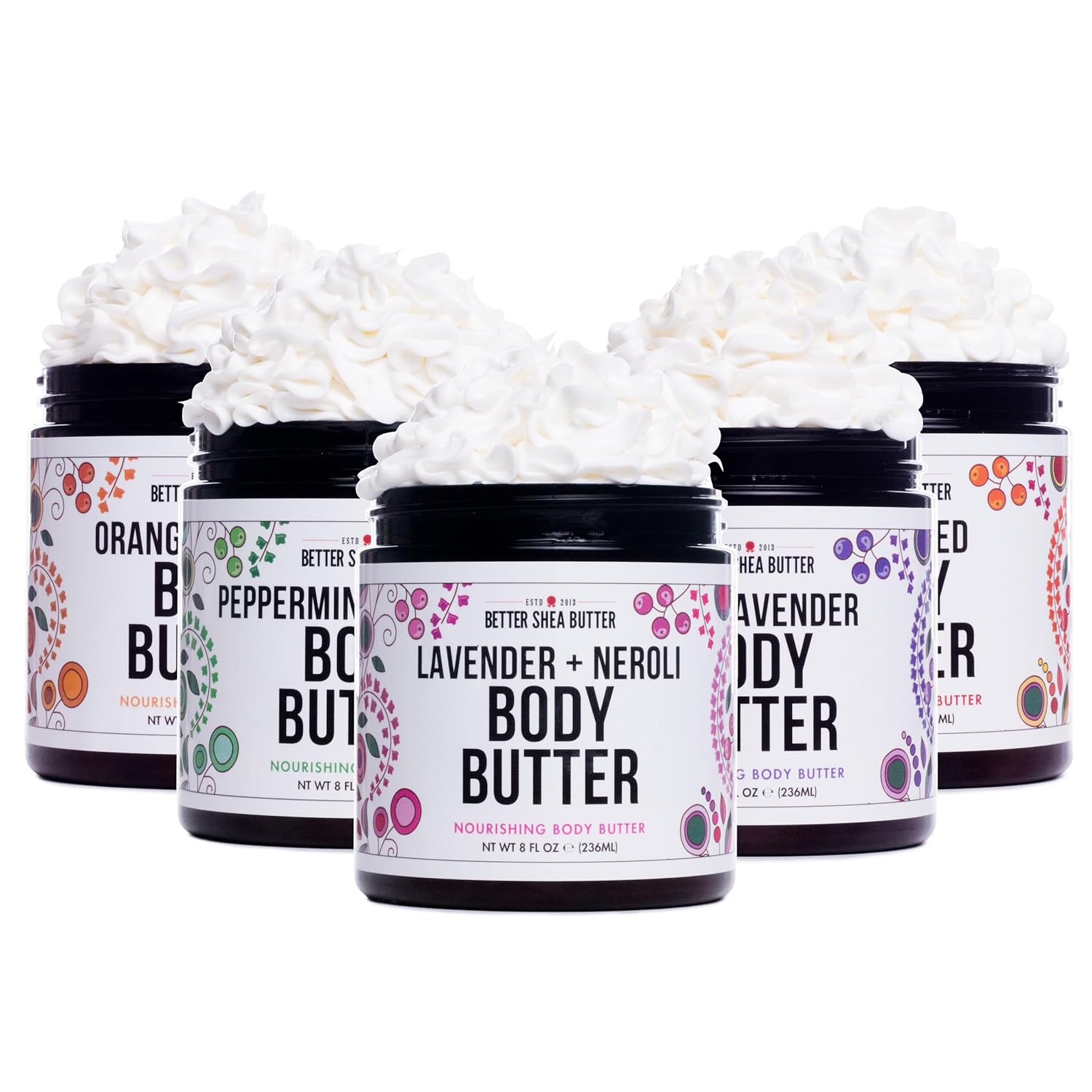 Better Shea Butter Mantequilla corporal batida LAVENDER – Mantequilla corporal batida para mujeres piel seca y piel delicada – Sin parabenos, sin