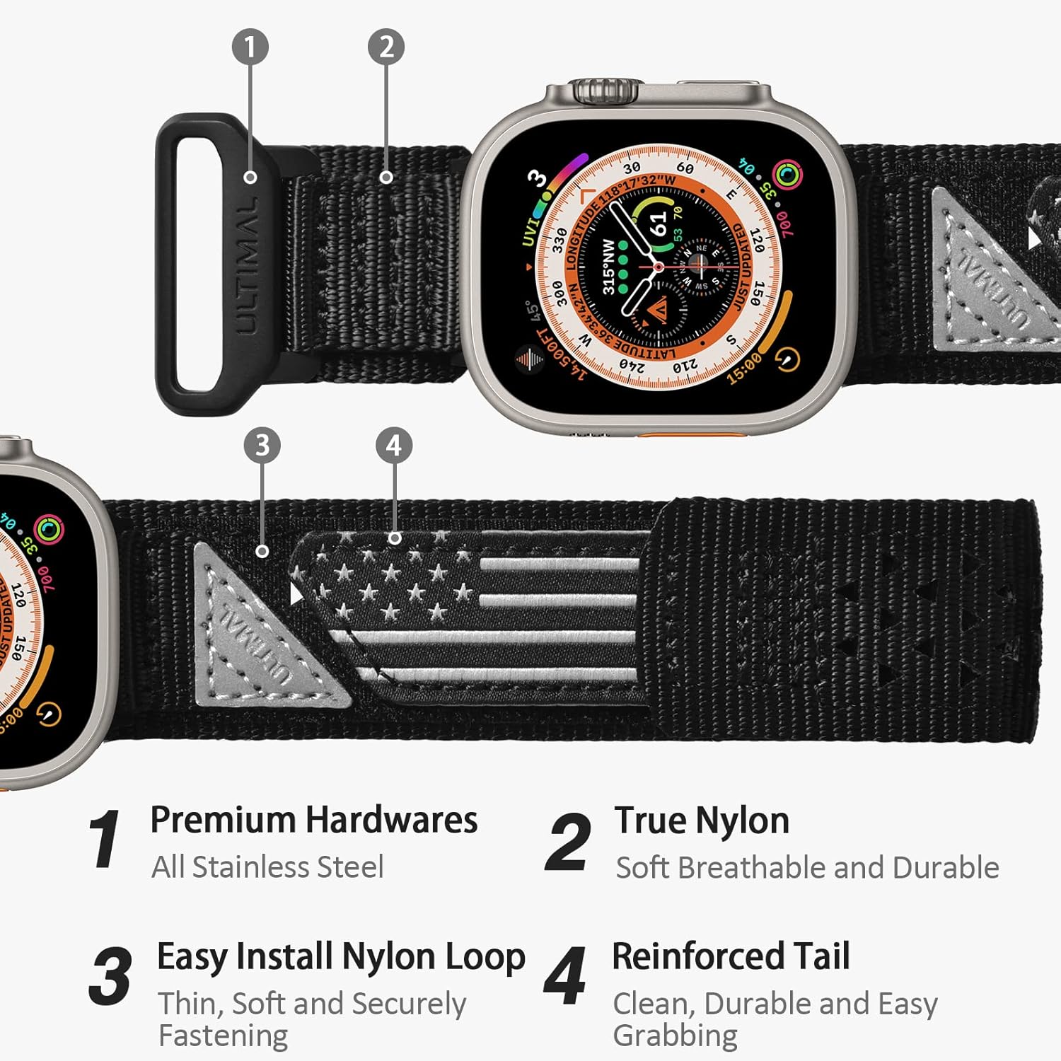 ULTIMAL Correa compatible con Apple Watch de 1.92 pulgadas, 1.77 pulgadas, 1.73 pulgadas, 1.65 pulgadas, 1.61 pulgadas, 1.57 pulgadas, 1.50