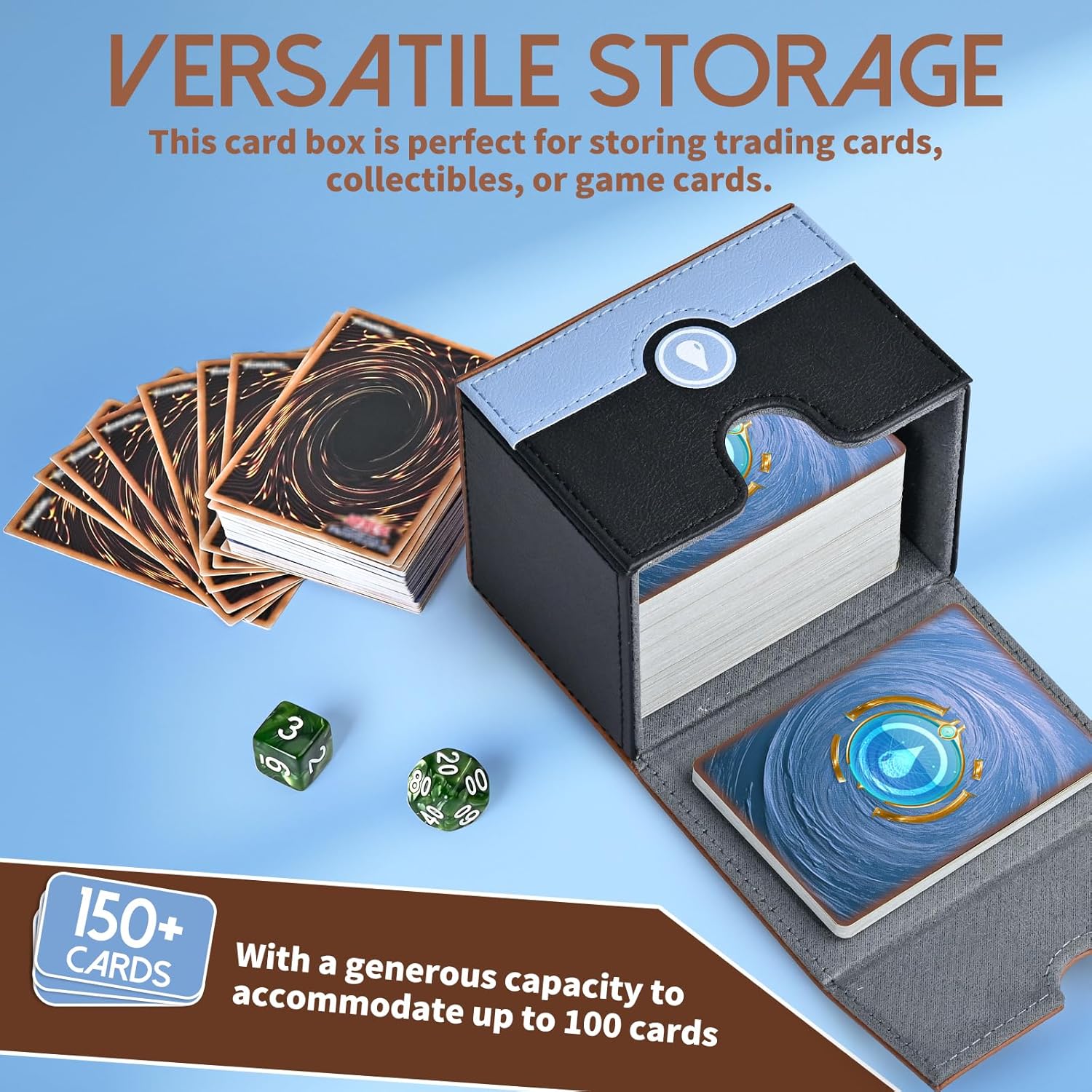 Caja de cartas para PTCG MTG se adapta a más de 120 tarjetas con funda, caja de almacenamiento de cartas Magic Commander para tarjetas de juegos TCG