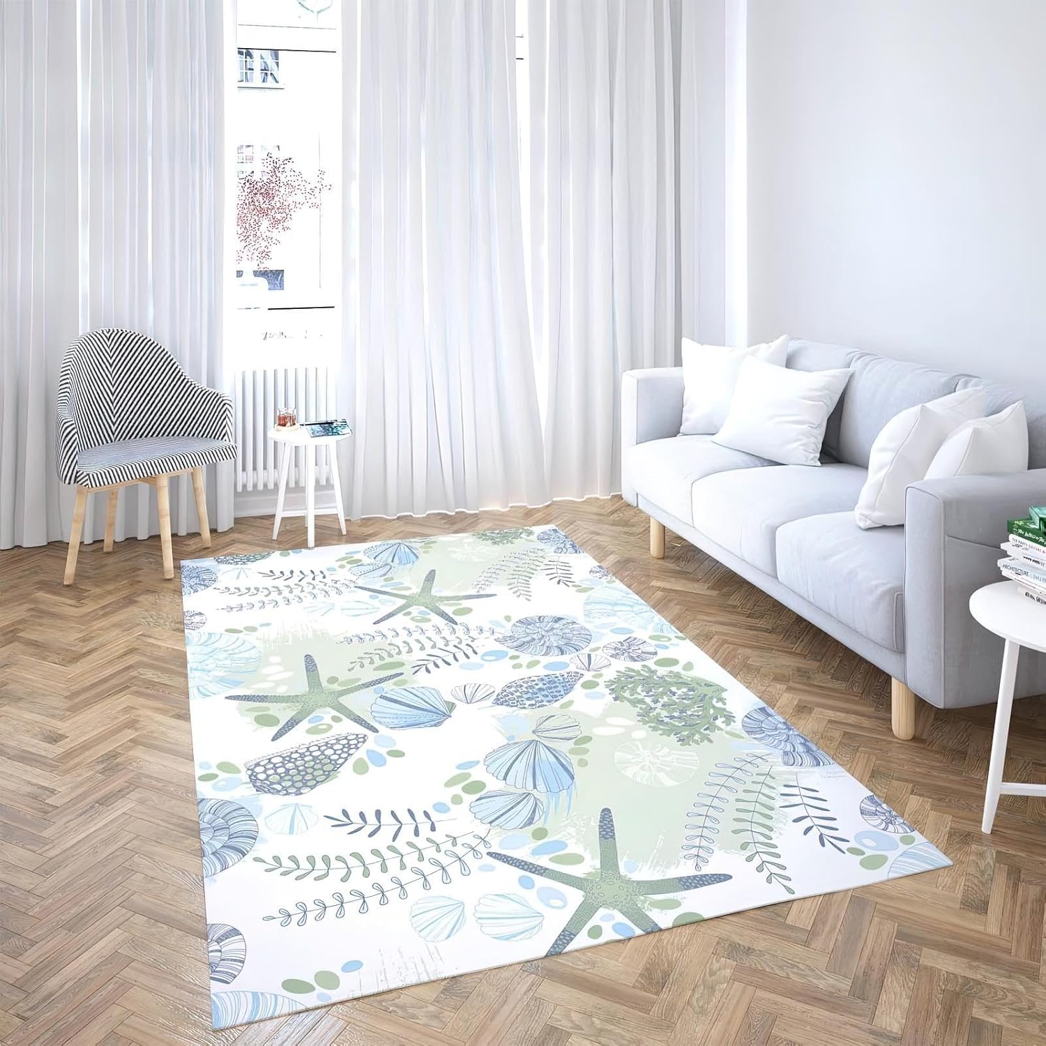 Alfombra náutica de área costera del océano, antideslizante para interiores, alfombra suave antideslizante para adolescentes, niñas, niños,