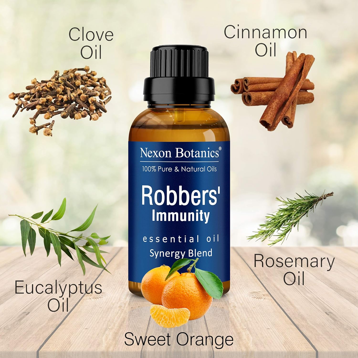 Robbers’ Immunity – Mezcla de aceites esenciales de 1.0 fl oz, comparable al aceite esencial On Guard, aceite esencial de refuerzo inmunológico,