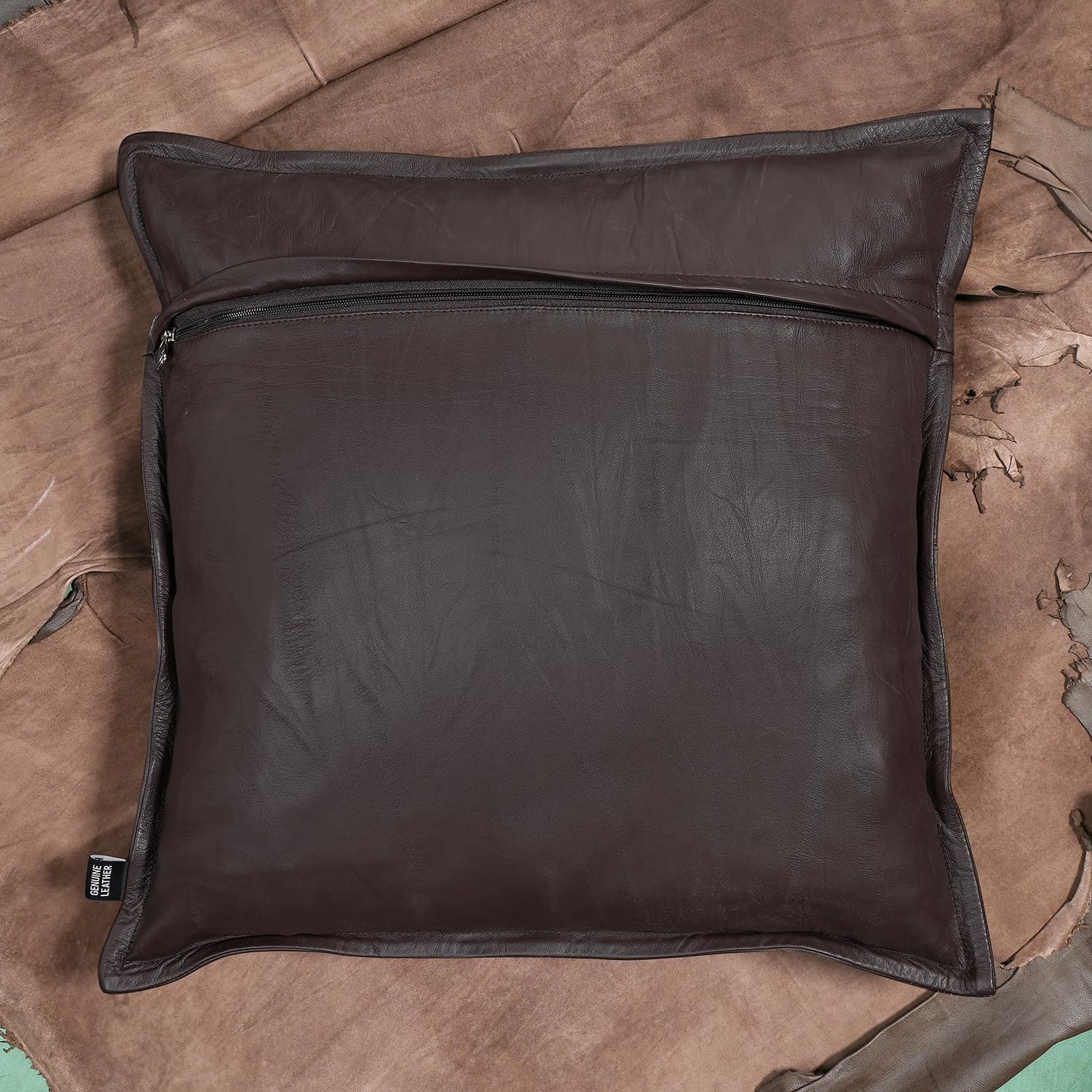Funda de almohada de piel de cordero  Funda decorativa para cojín de sofá  Fundas para sala de estar y dormitorio, 16 x 16 pulgadas  Rover Brown