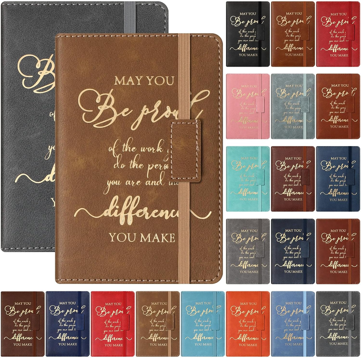 Qeeenar 24 piezas de regalos de agradecimiento, diario de cuero A6 a granel con texto en inglés “May You Be Proud of The Work Appreciation para