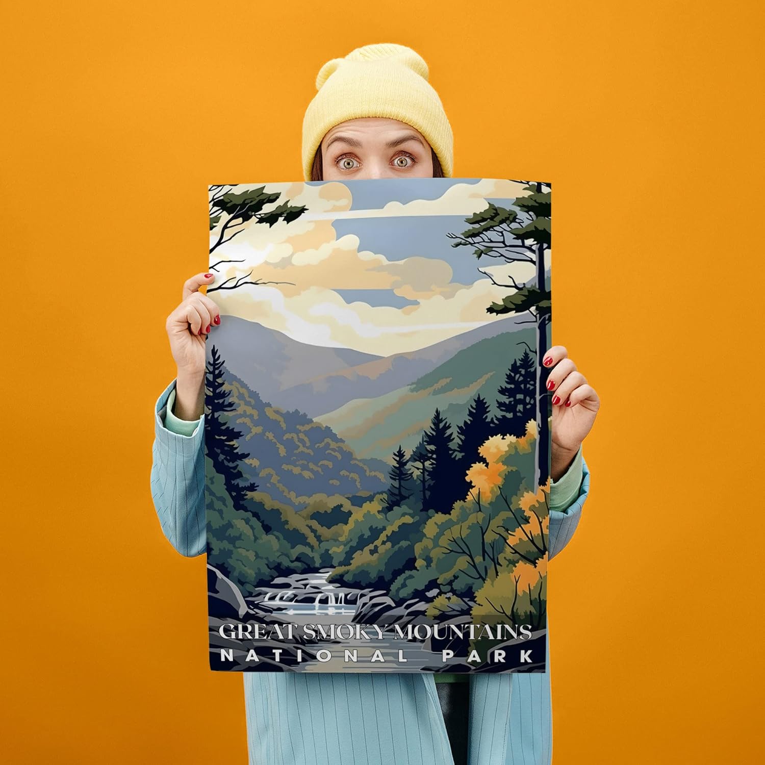 Great Smoky Mountains National Park, National Parks Wall Poster, Great Smoky Mountains, Abstract Nature Landscape Forest Wall Art Pictures for