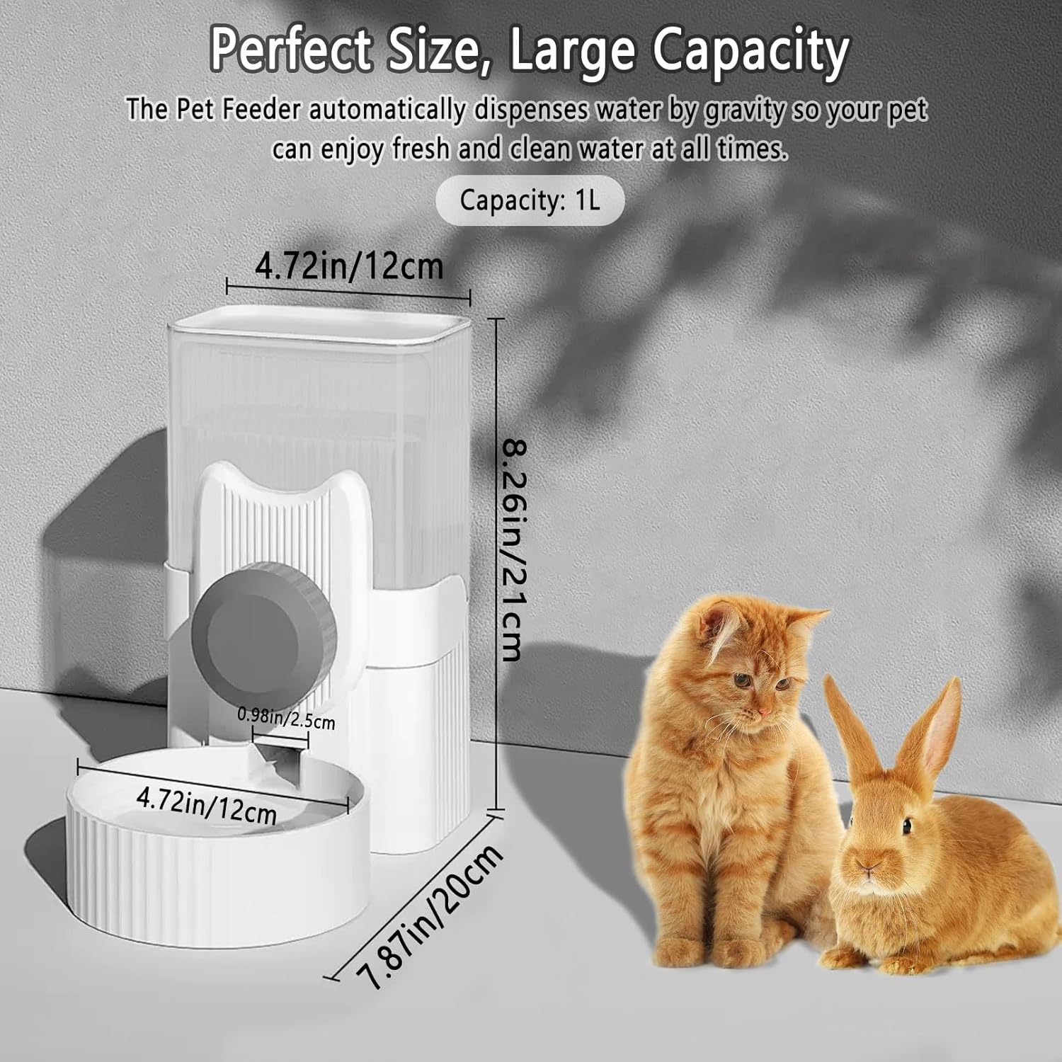 kathson Dispensador de agua automático colgante para gatos, 1 litro, bebedero de conejo por gravedad para jaula de mascotas, cuenco de alimentación