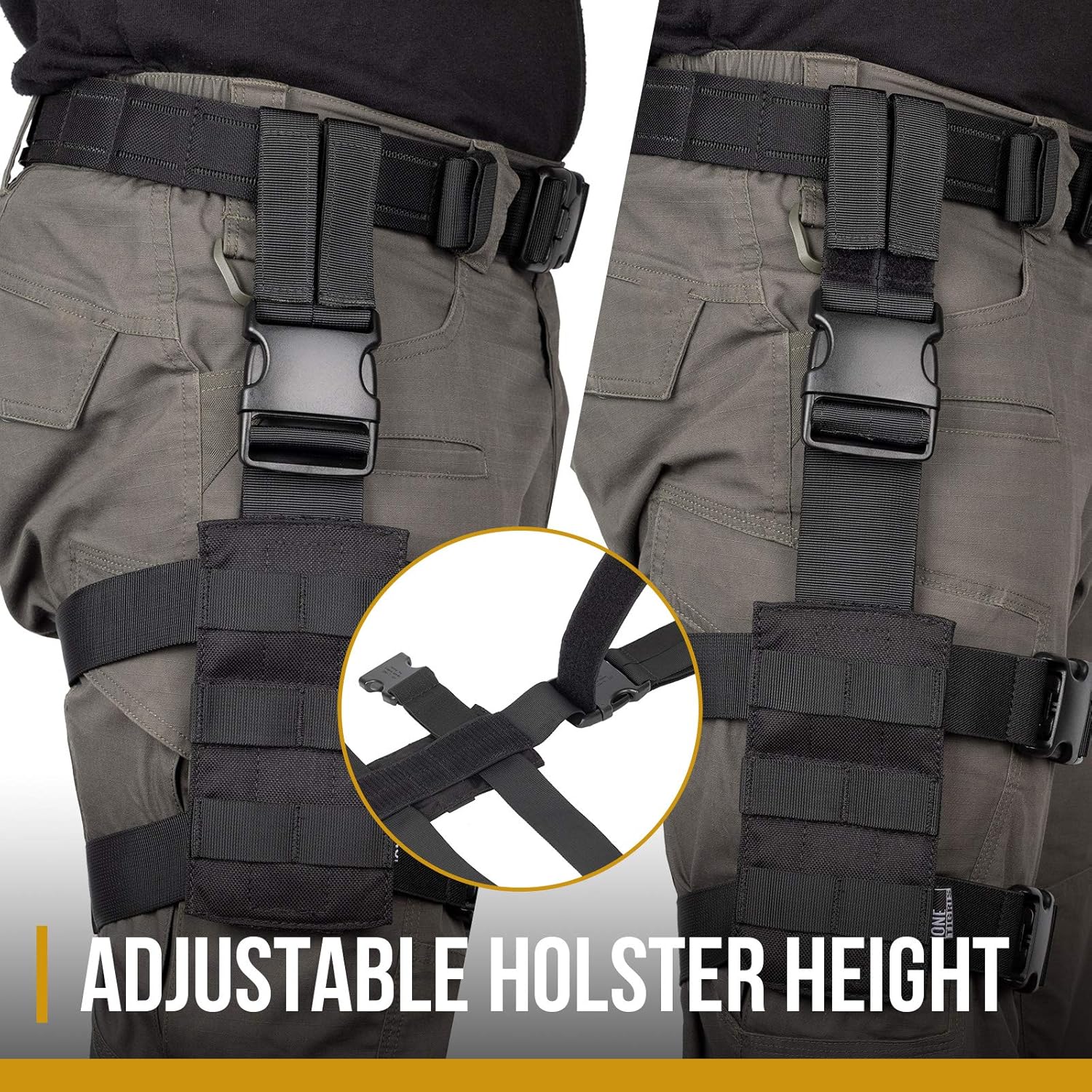 OneTigris Mini panel Molle para herramientas, plataforma táctica de pierna caída, minimalista, ajustable, para linterna