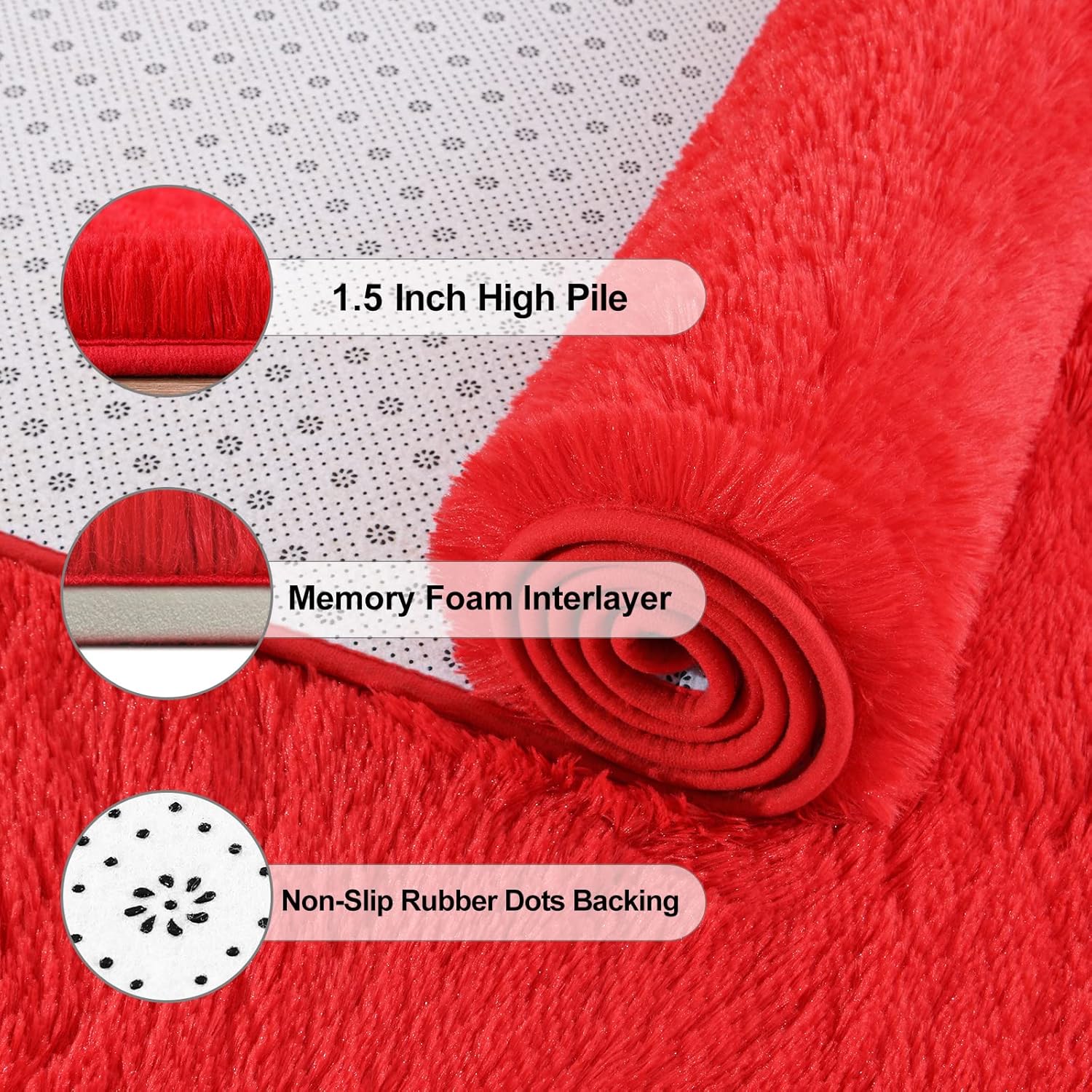 Jelymark – Alfombra de interior peluda, mullida y supersuave para dormitorio, de 2 x 6pies, para sala de estar, decoración del hogar, dormitorio y