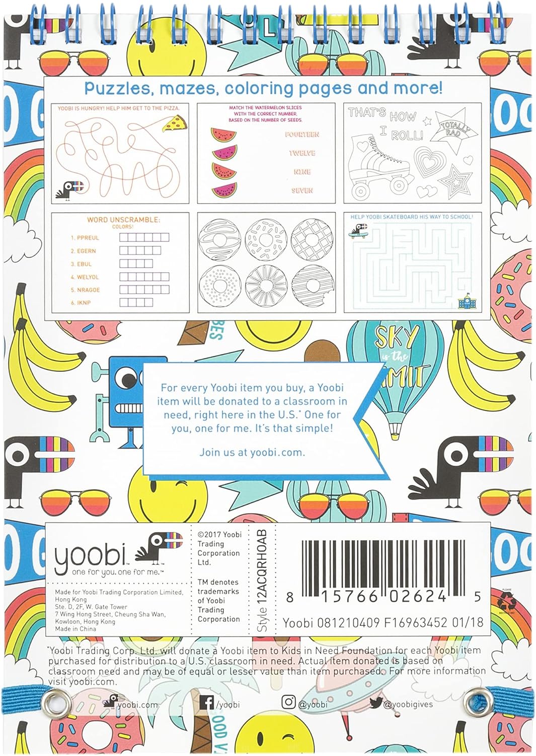 Yoobi El libro de actividades definitivo, 100 páginas llenas de diversión para colorear, laberintos, búsquedas de palabras y rompecabezas, 0.5 x 5 x