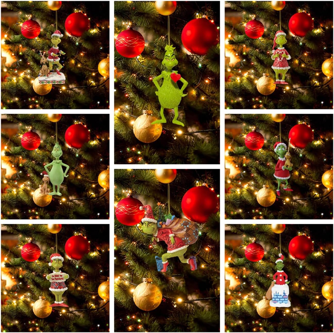 Adorno colgante de árbol de Navidad, divertido colgante decorativo de Navidad con diseño de monstruo de pelo verde, 1 pieza de regalo colgante de