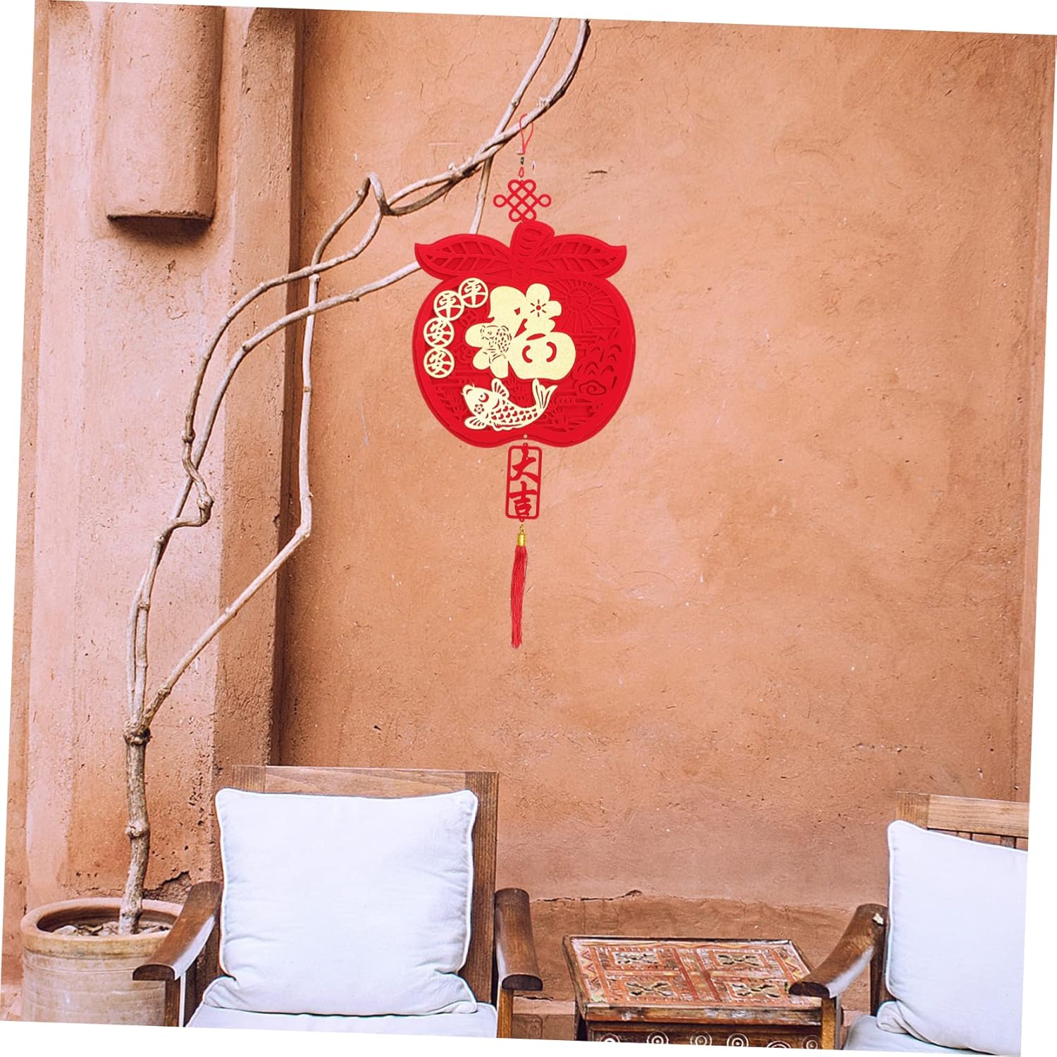 VOSAREA Decoración china para festivales de primavera, 2 piezas, decoración de Año Nuevo, decoración del automóvil, decoración del hogar, decoración