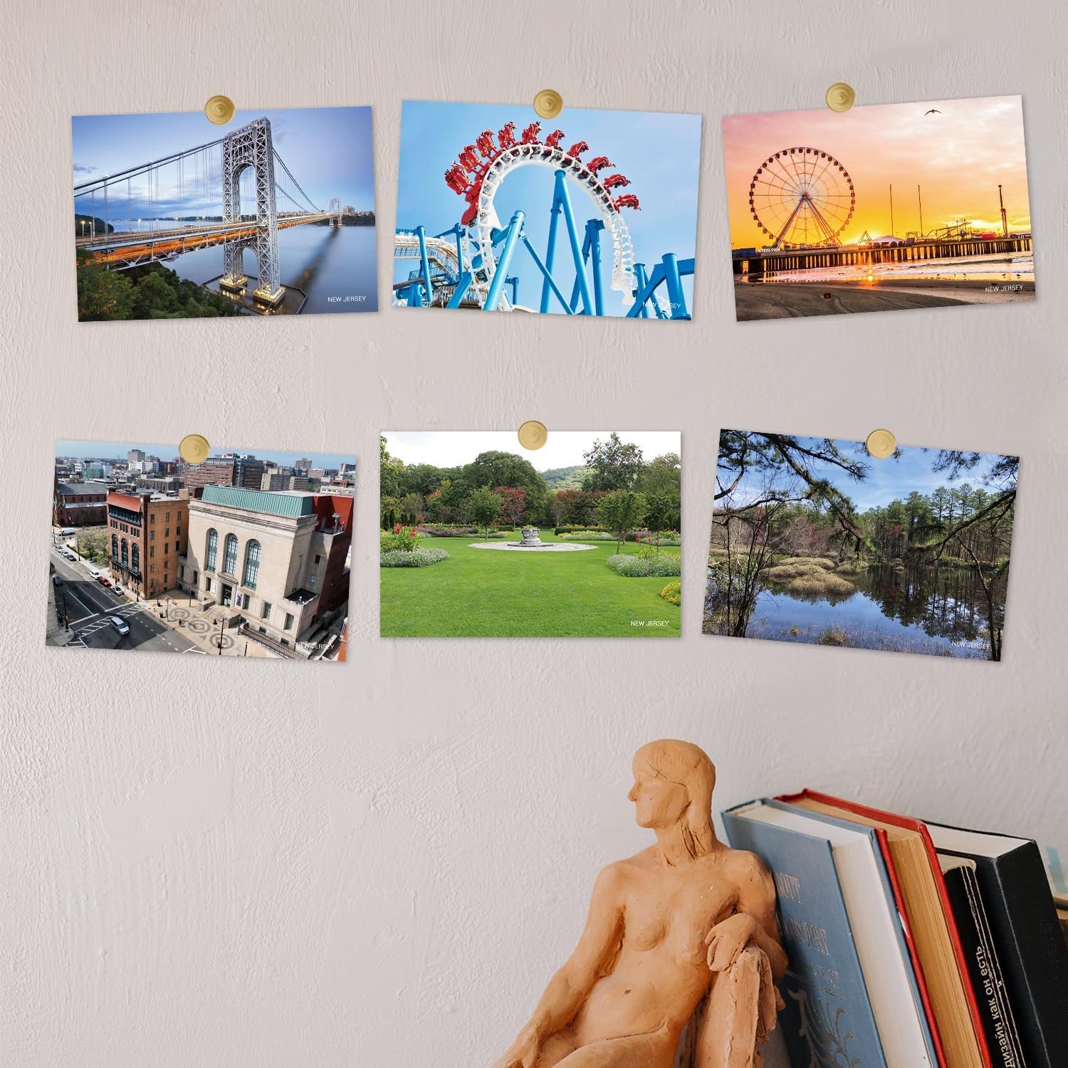 Paquete de 20 postales de paisaje vintage de Estados Unidos de Nueva Jersey, postales de todo el mundo, tarjetas de felicitación para viajes del