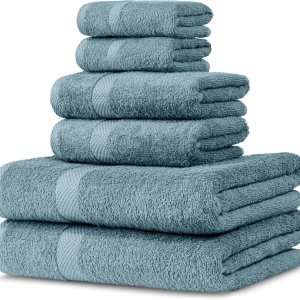 Juego de 6 toallas de baño 100% algodón peinado, 2 toallas de baño, 2 toallas de mano, 2 paños de lavado, sostenibles, suaves, altamente Juego de 6 toallas de baño 100% algodón peinado, 2 toallas de baño, 2 toallas de mano, 2 paños de lavado, sostenibles, suaves, altamente