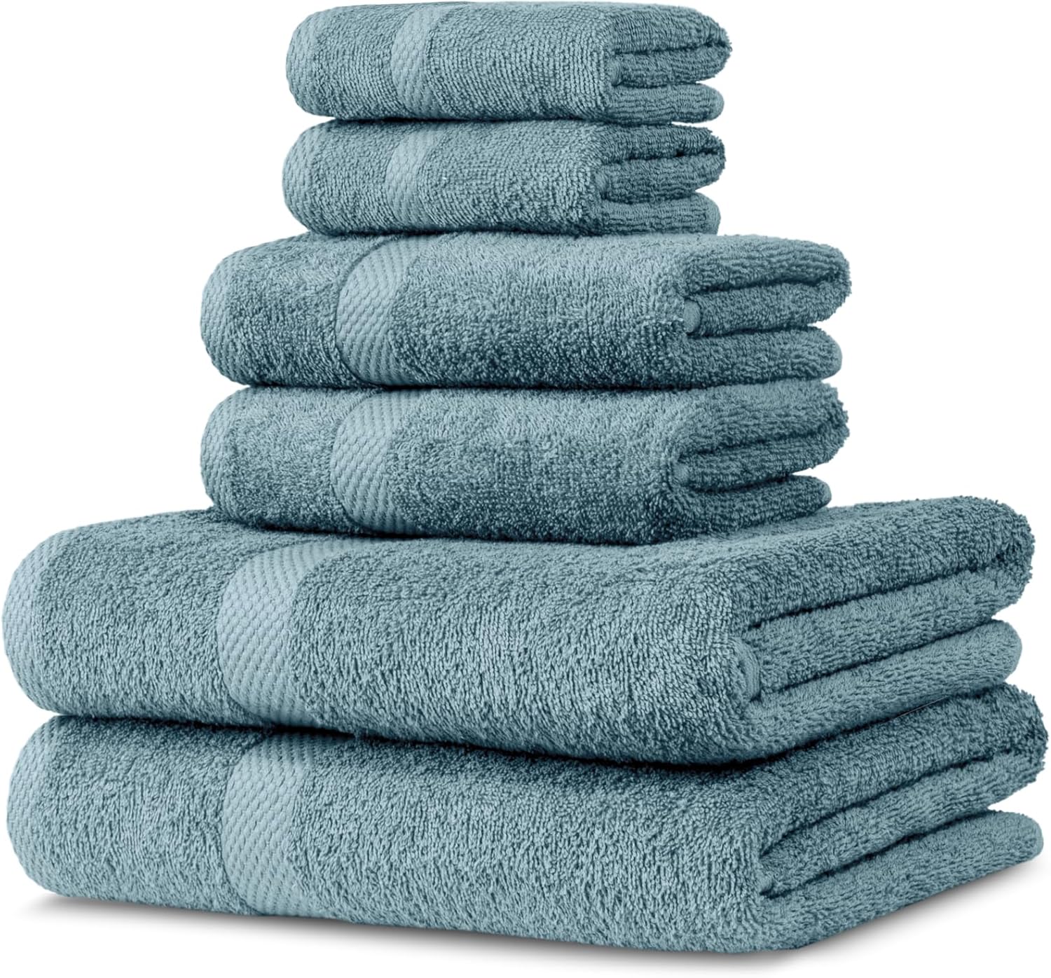 Juego de 6 toallas de baño 100% algodón peinado, 2 toallas de baño, 2 toallas de mano, 2 paños de lavado, sostenibles, suaves, altamente