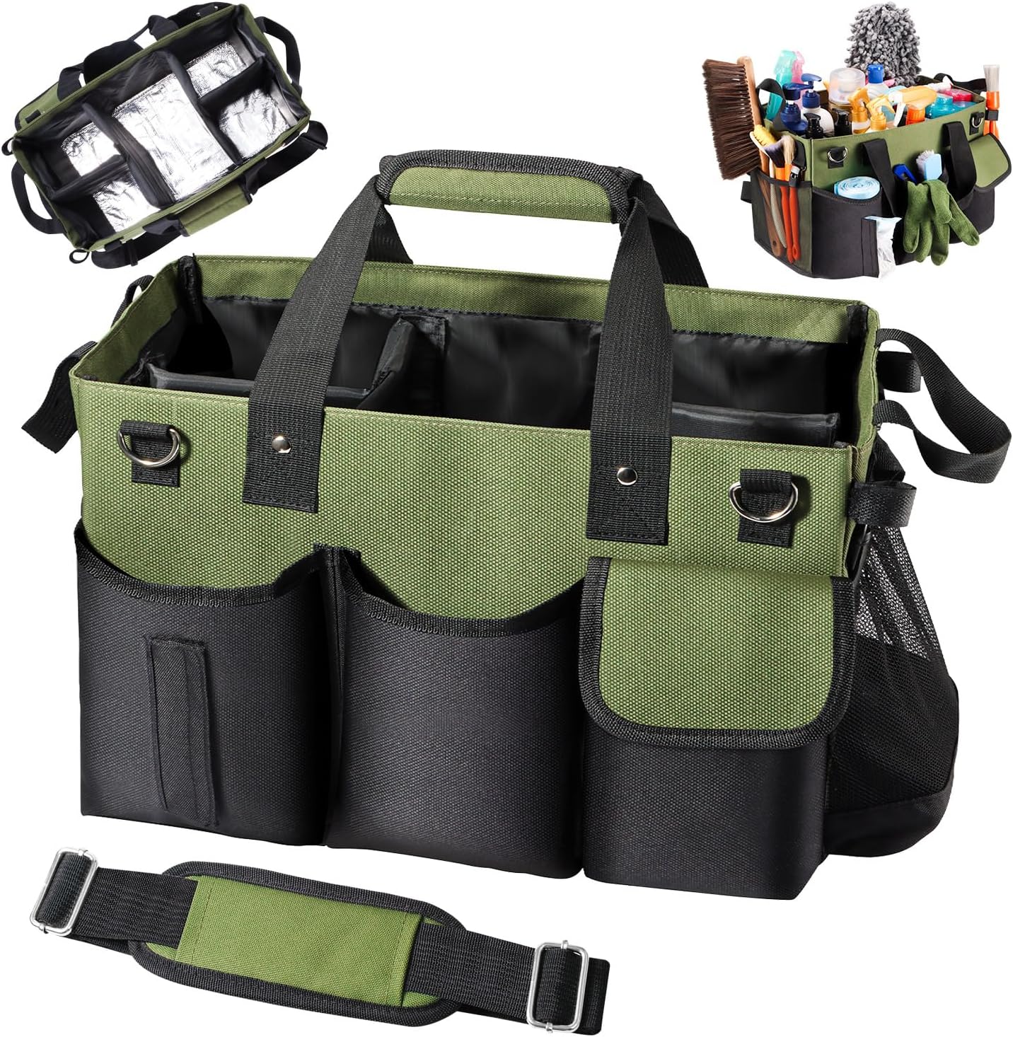 Viajero Bolsa de limpieza portátil, organizador de suministros de limpieza grande, organizador de suministros de limpieza, bolsa de detallado con