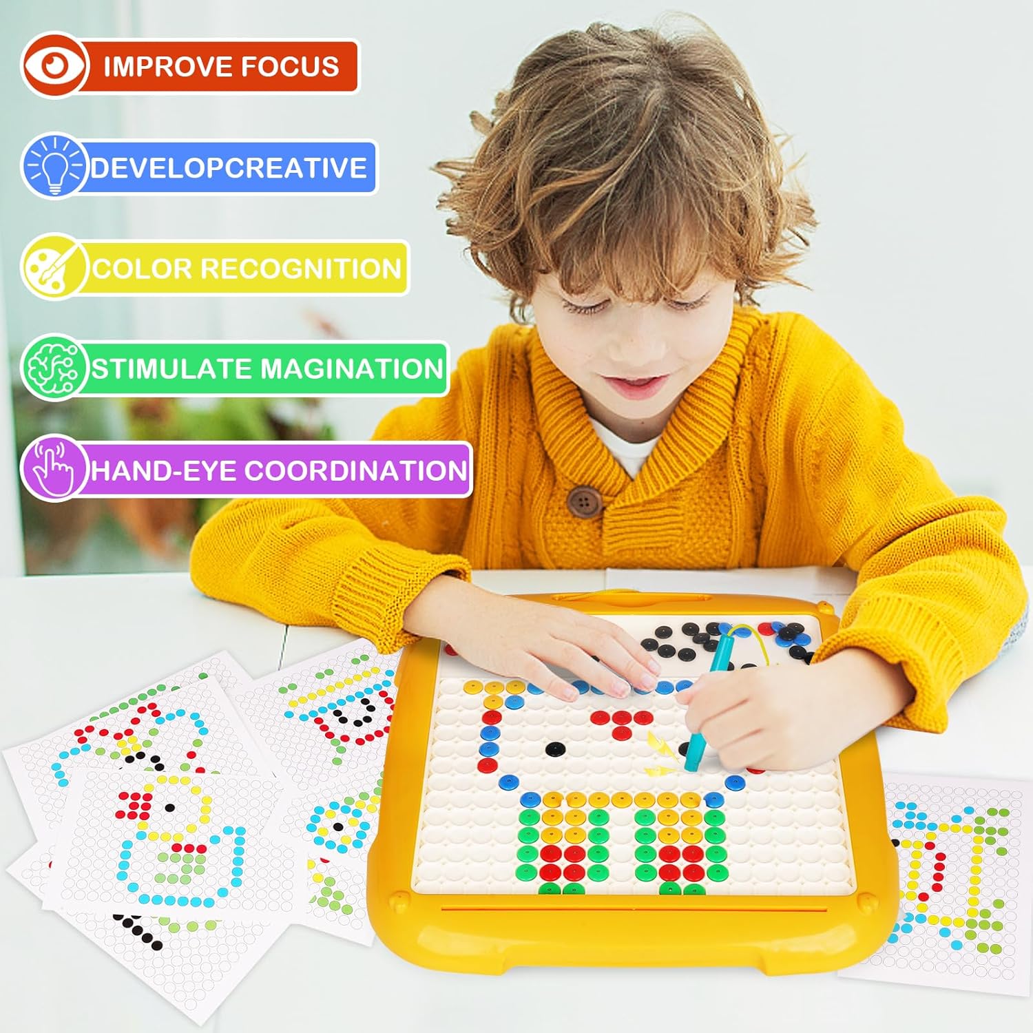 Tablero de dibujo magnético 2 en 1 y laberinto magnético de color y números, tablero de rompecabezas Montessori de aprendizaje a juego de colores,