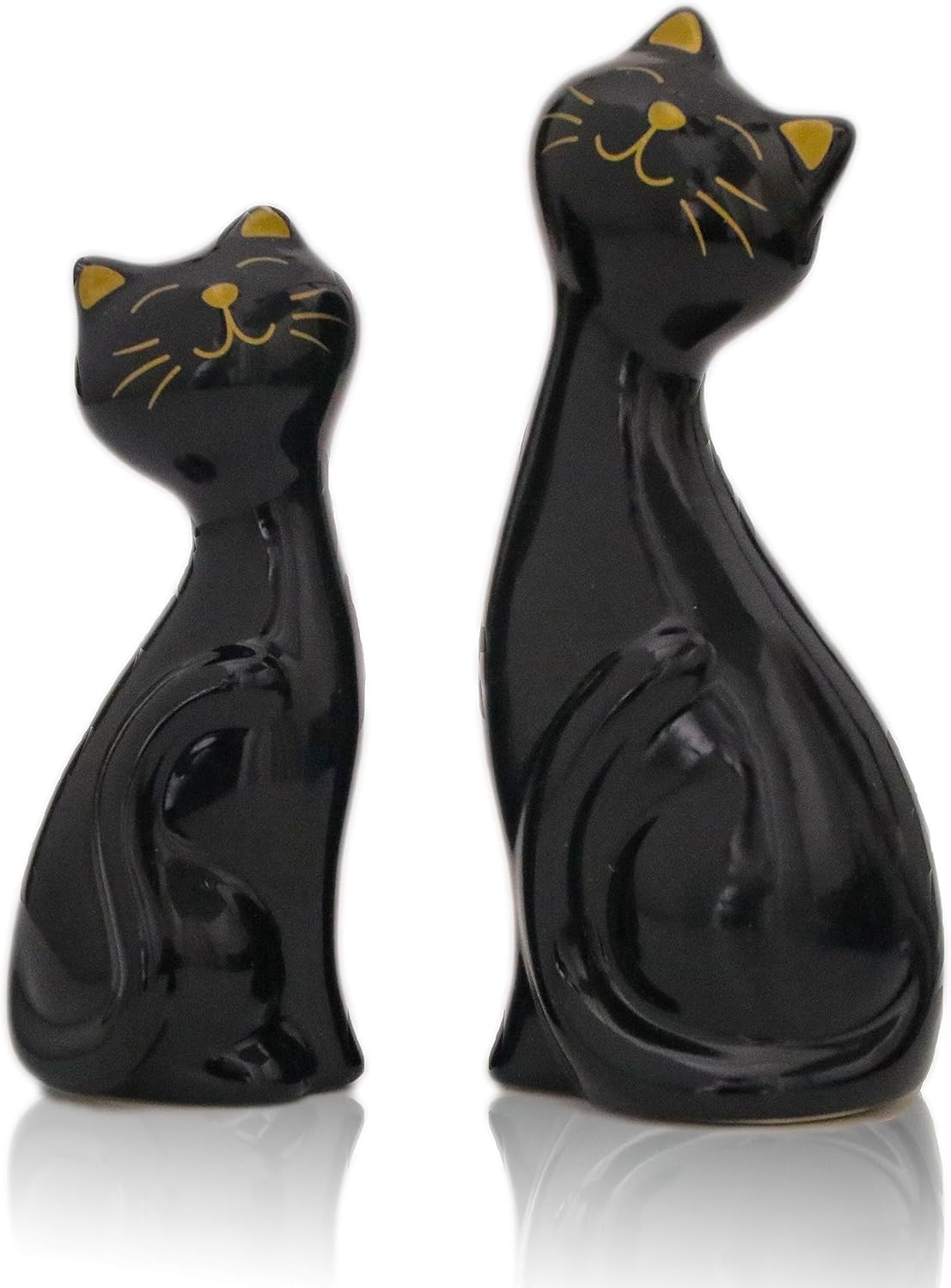 Wisifayardin 2 figuras y estatuas de gato negro para decoración del hogar, figura de gato negro para amantes de los gatos