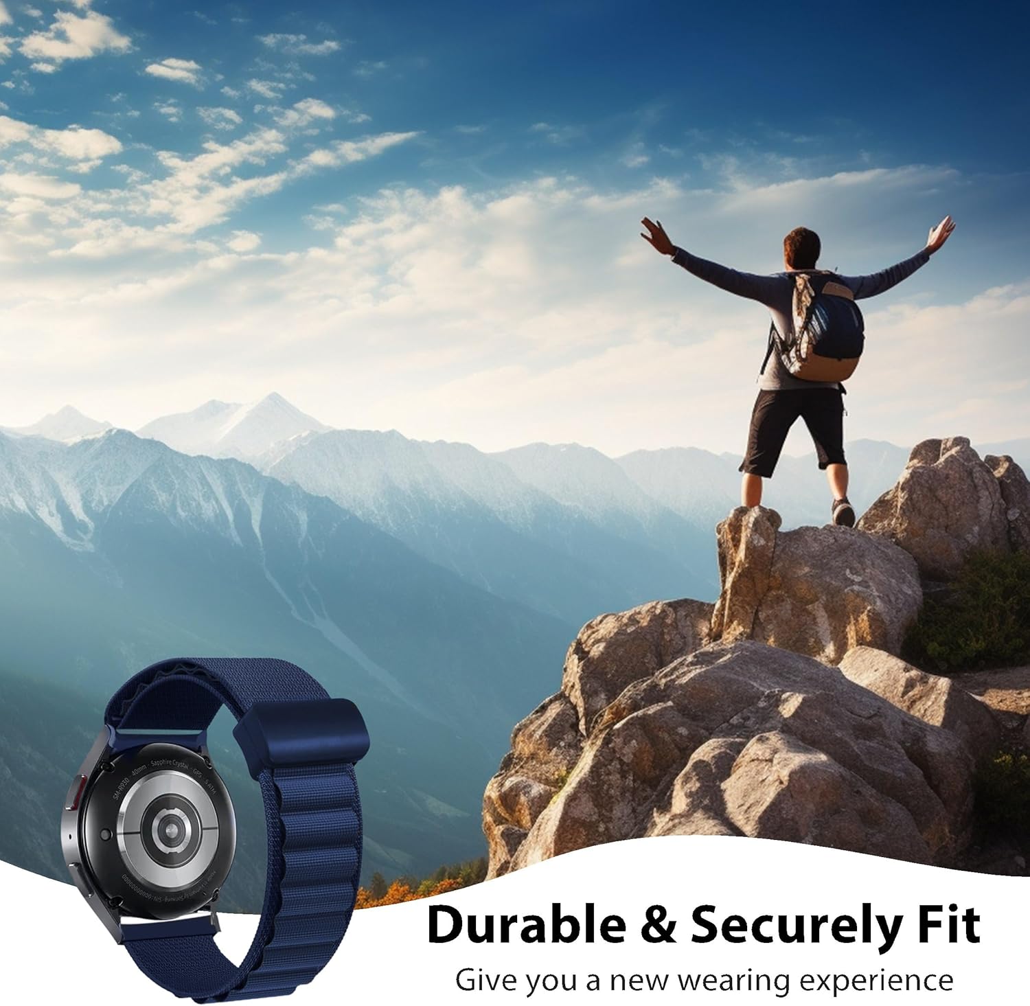 Correa deportiva compatible con Samsung Galaxy Watch 6 Classic de 1.732 pulgadas, 1.654 pulgadas, 1.732 pulgadas, 1.575 pulgadas, correa alpina de