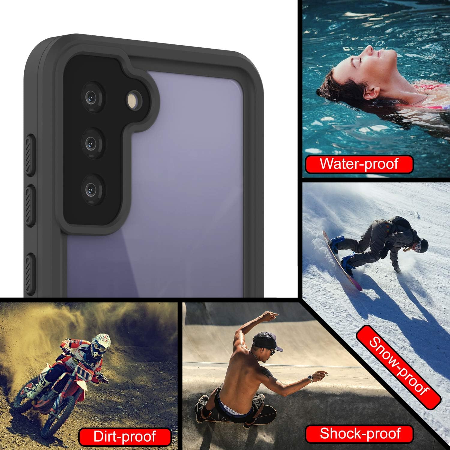 Punkcase Funda impermeable para Galaxy S21 serie extrema ajuste ajustado certificado IP68 a prueba de golpes a prueba de suciedad a prueba de nieve