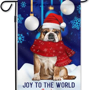 Bandera de jardÃn de perro de Navidad con nombre personalizado, regalos de bulldog inglés para decoración de Feliz Navidad, bandera de bienvenida Bandera de jardÃn de perro de Navidad con nombre personalizado, regalos de bulldog inglés para decoración de Feliz Navidad, bandera de bienvenida