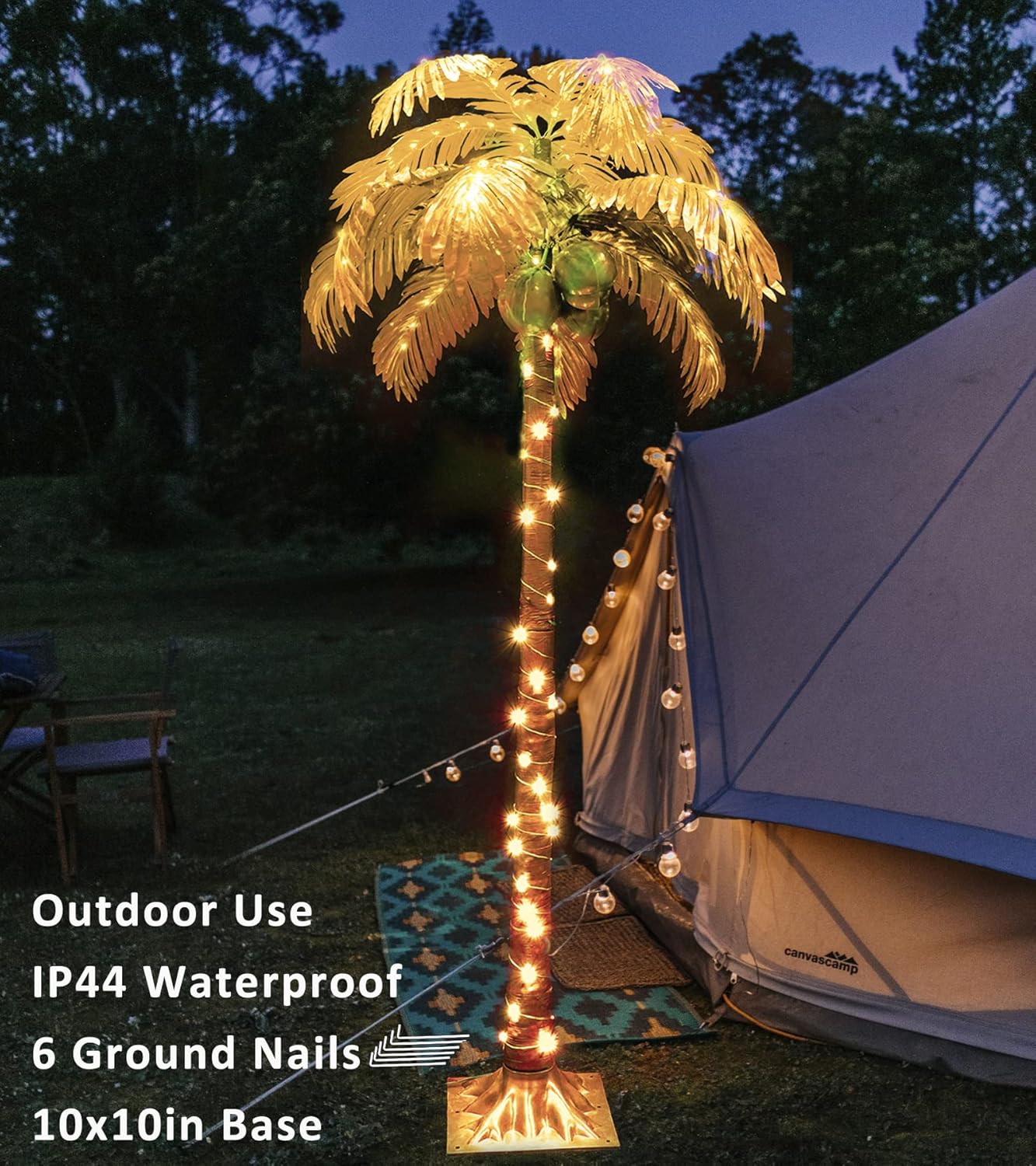 Palmera con luz LED para exteriores, árbol de Navidad que cambia de color, luces de palmera artificial con control remoto, árbol de coco tropical de