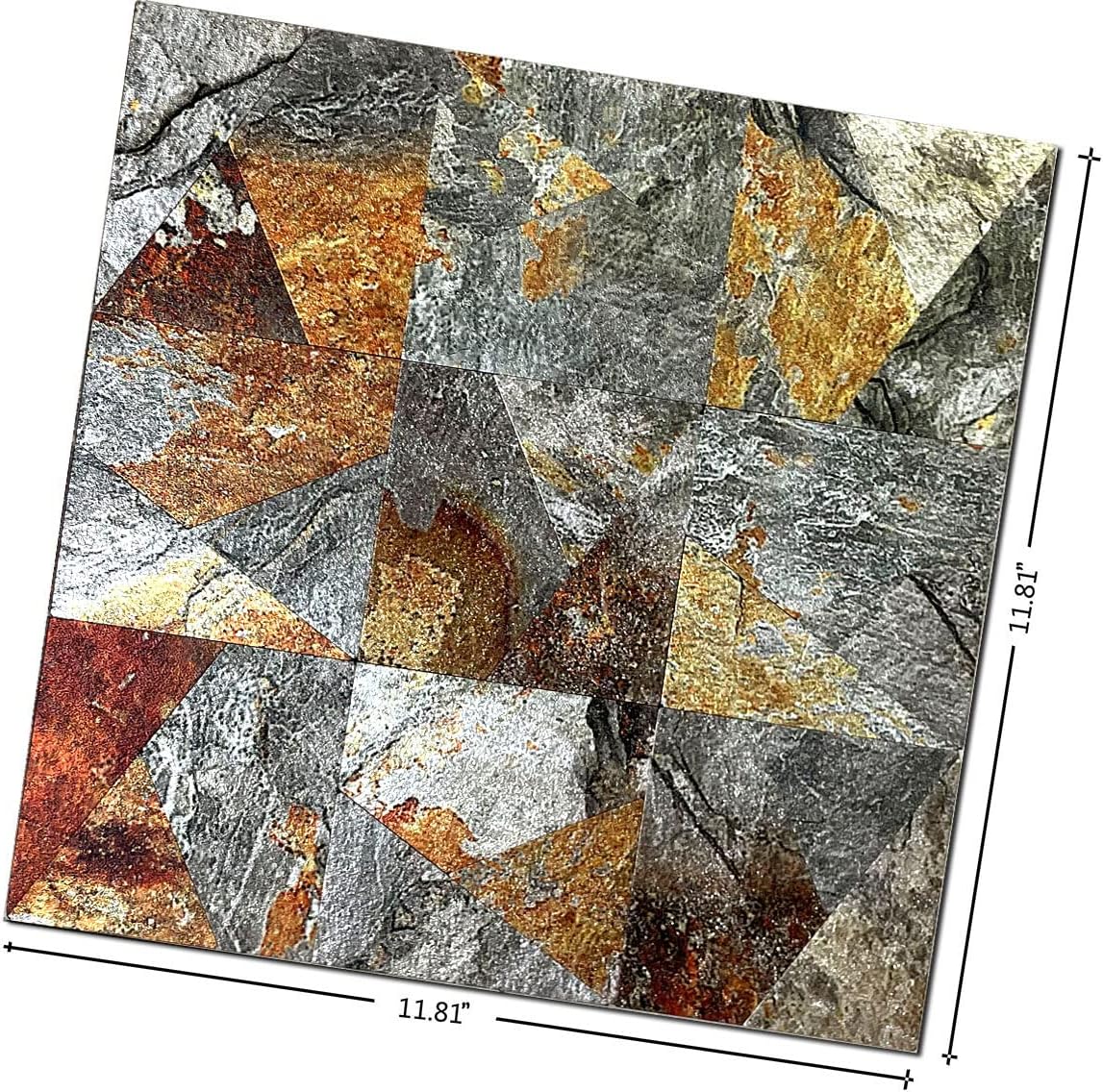 XUANINY 10 hojas de azulejos de metal para salpicaduras de pared, autoadhesivo, triangular, de aluminio, mosaico de aluminio, adhesivo de pared 3D