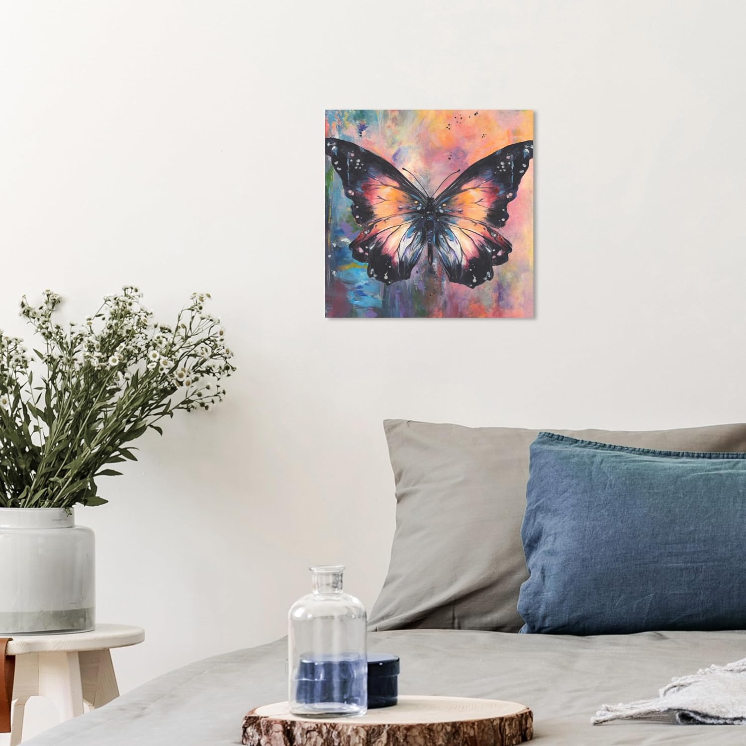 Wynwood Studio Lienzo decorativo contemporáneo con diseño de animales y mariposas, arte de pared para sala de estar, dormitorio y baño, 12 x 12