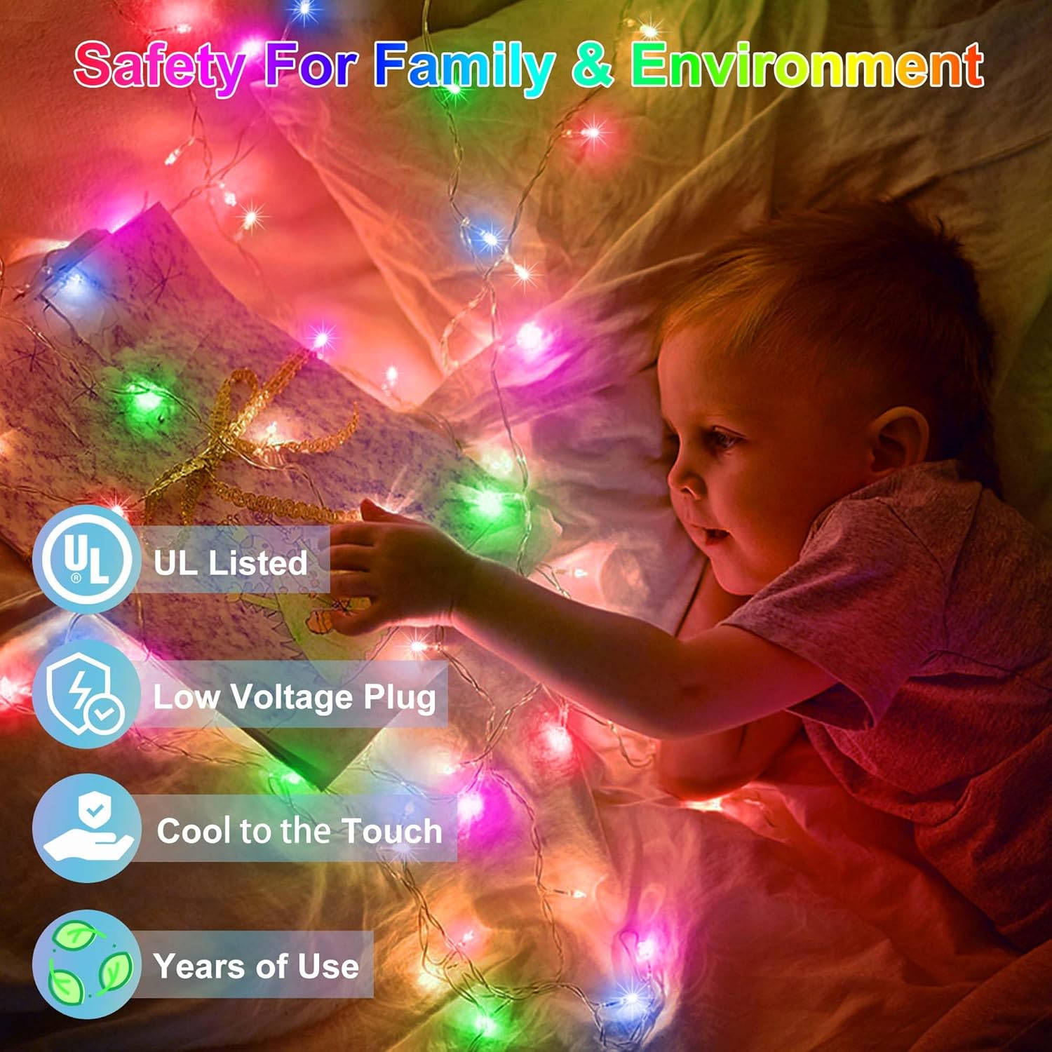 1300 luces LED de Navidad de 492 pies para exteriores, 8 modos de iluminación, cadena de luces de hadas, luces impermeables para árbol de Navidad