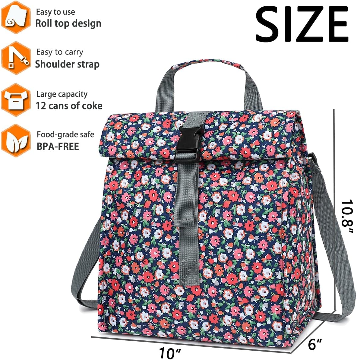Lonchera térmica para hombresmujeresniños, lonchera reutilizable con correa ajustable para el hombro, contenedor térmico para el almuerzo para