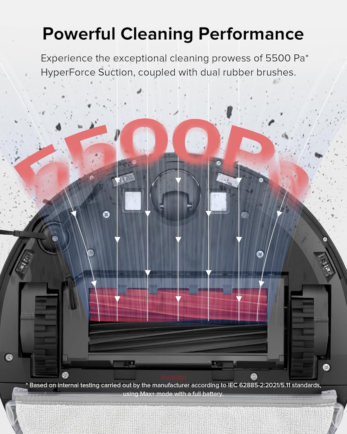 roborock Q5 Pro+ Robot aspiradora y trapeador, autovaciado, succión máxima de 5500 Pa, cepillo DuoRoll, limpieza manos libres hasta 7 semanas,