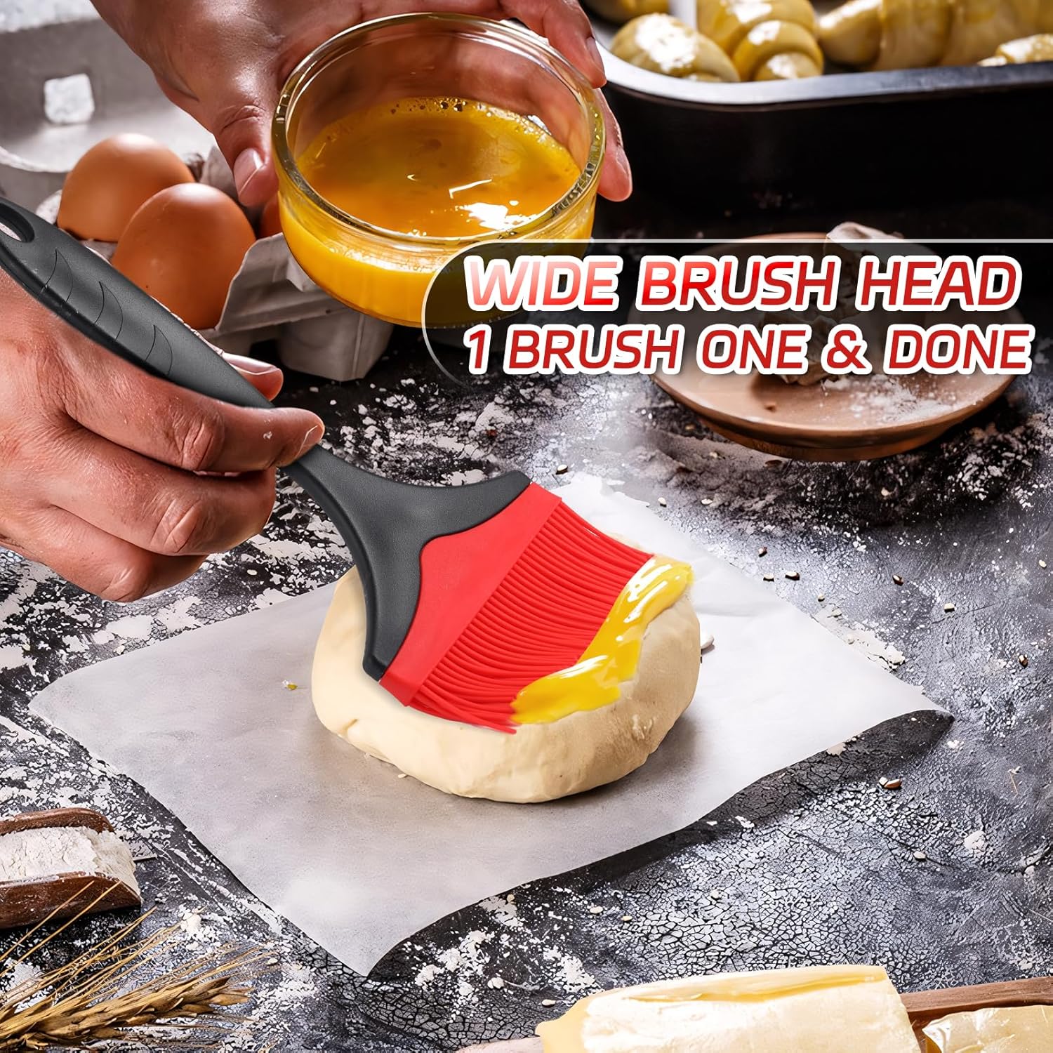 Cepillo de silicona extra grande para repostería, cepillo de silicona extra ancho de 3.95 pulgadas para asar a la parrilla, cepillos resistentes al