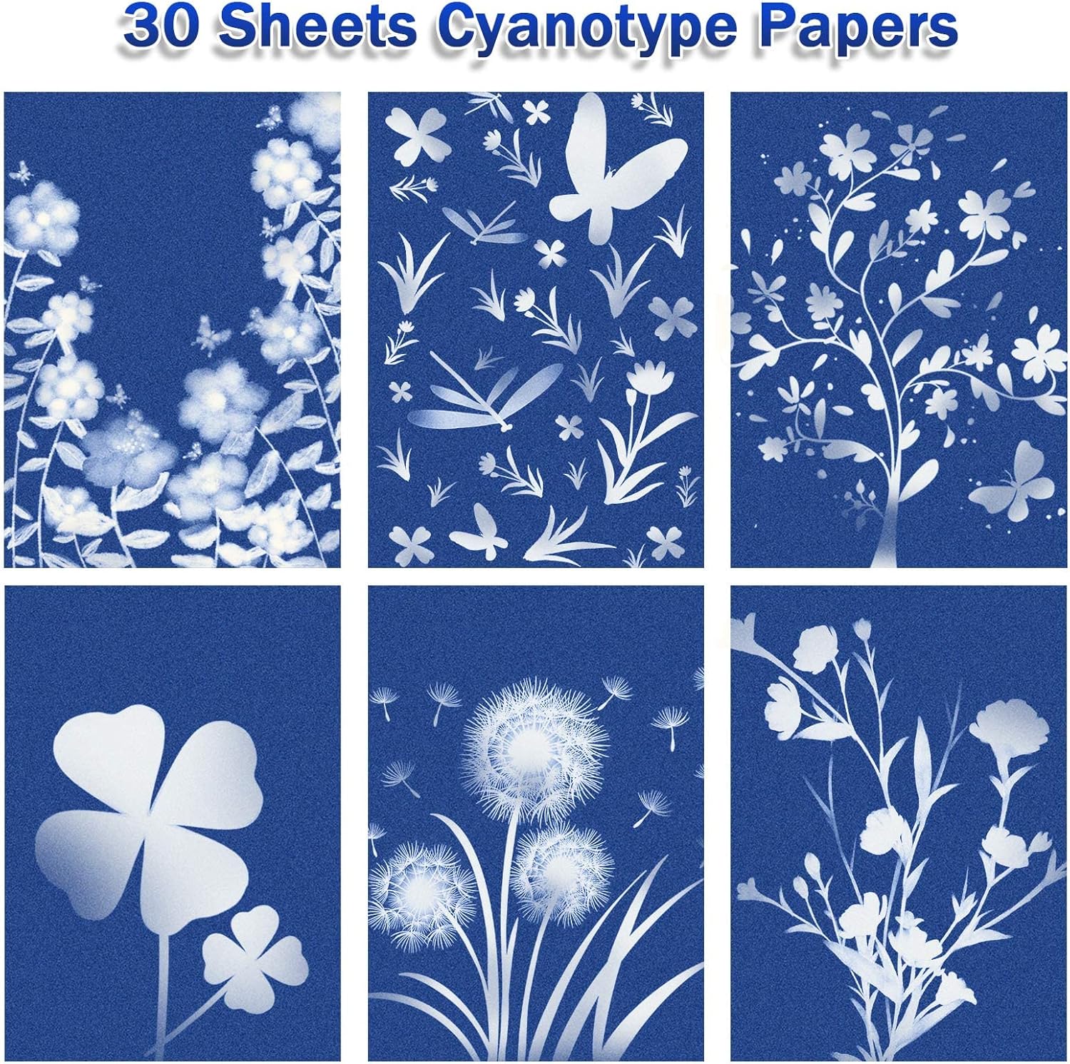 Papel de cianottipo, 30 piezas de papel de impresión solar, papel de impresión de naturaleza de alta sensibilidad, papel de dibujo solar para