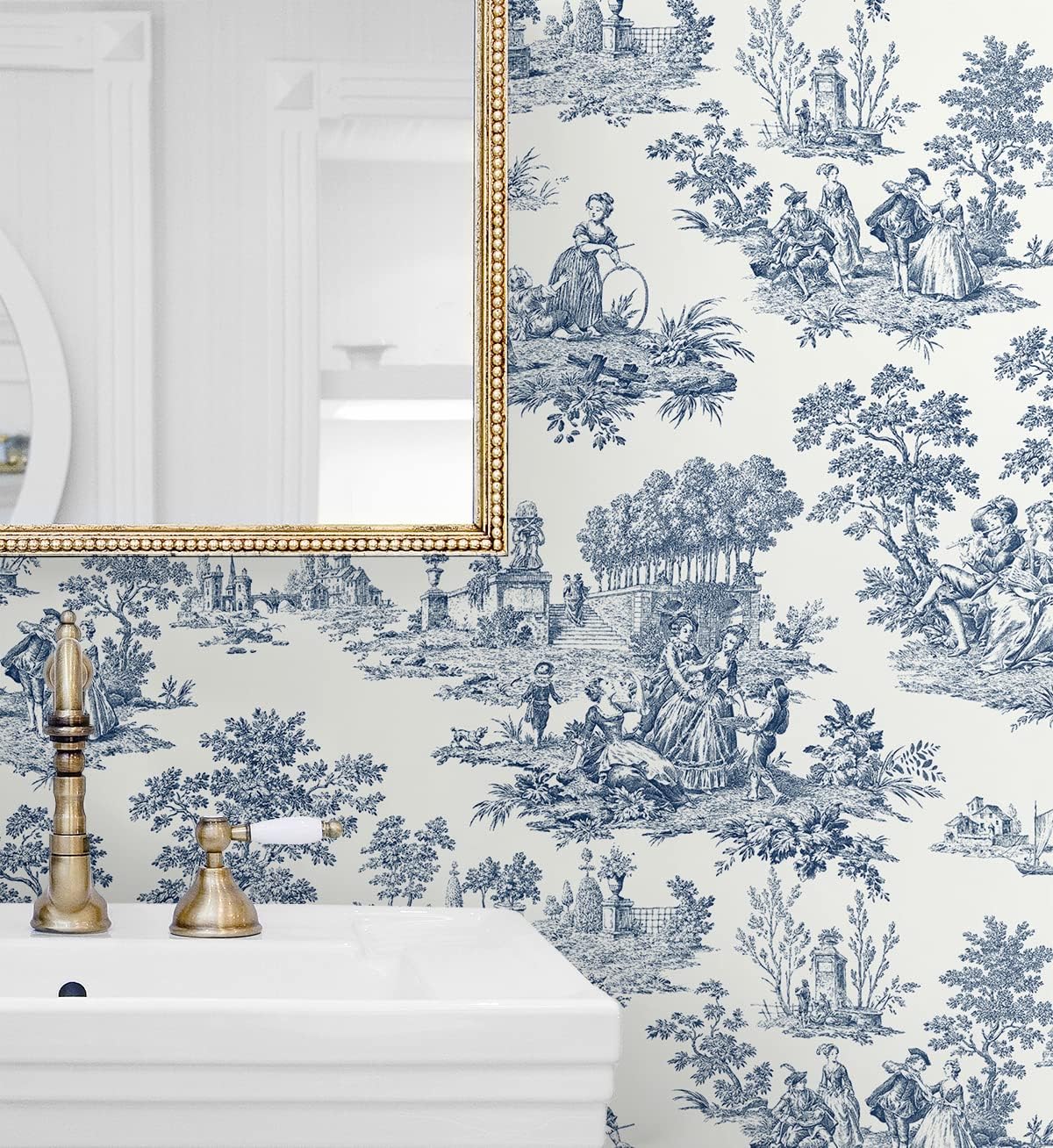 NextWall Chateau Toile – Papel tapiz autoadhesivo (azul marino)