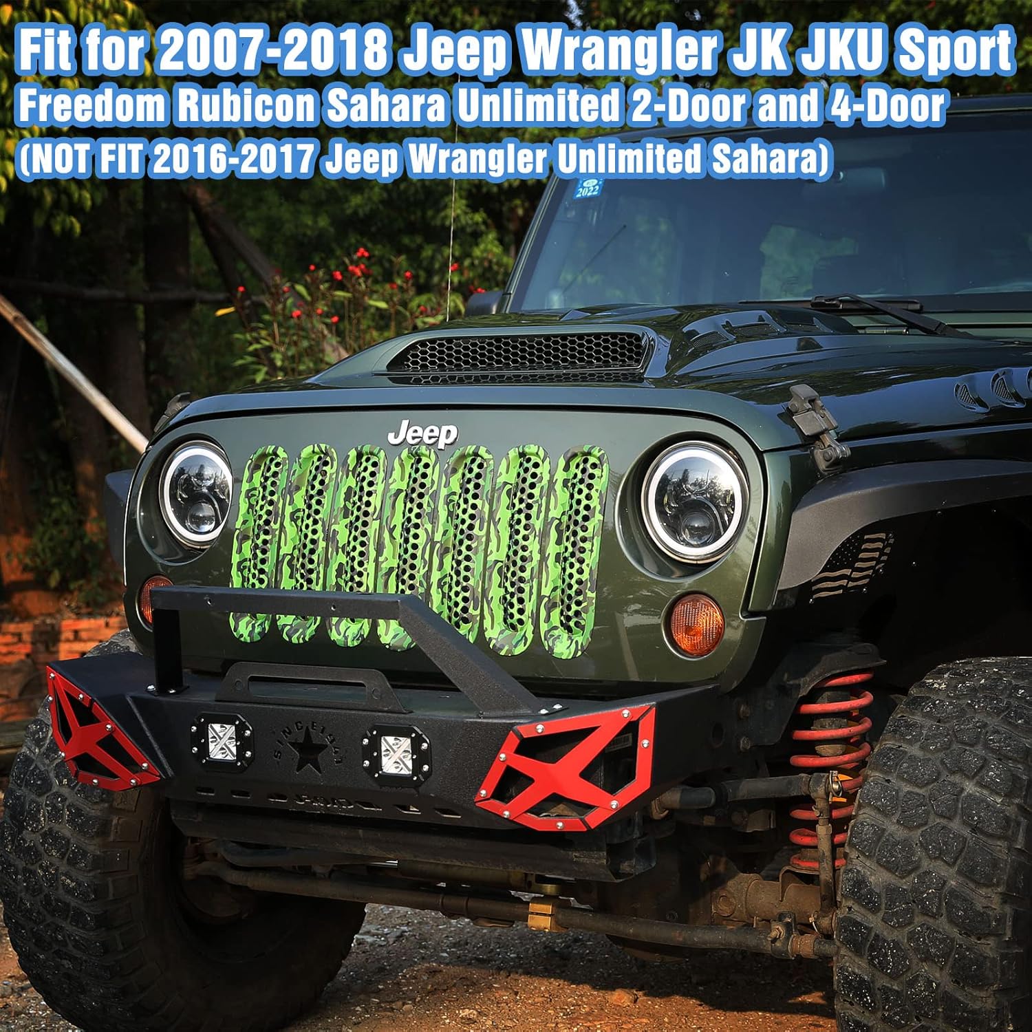 Para Jeep Wrangler JK Parrilla Inserts, cubierta de rejilla frontal de malla protectora con clip para Jeep Wrangler JK JKU Unlimited Sport Freedom