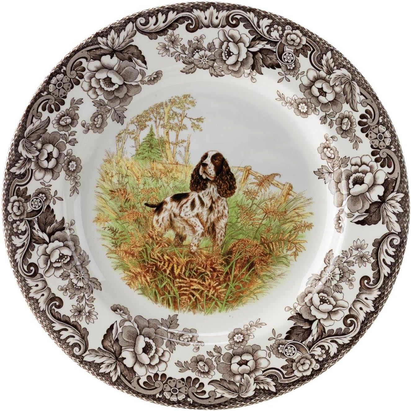 Spode – Plato para ensalada decorado con escena de la naturaleza de EE. UU.