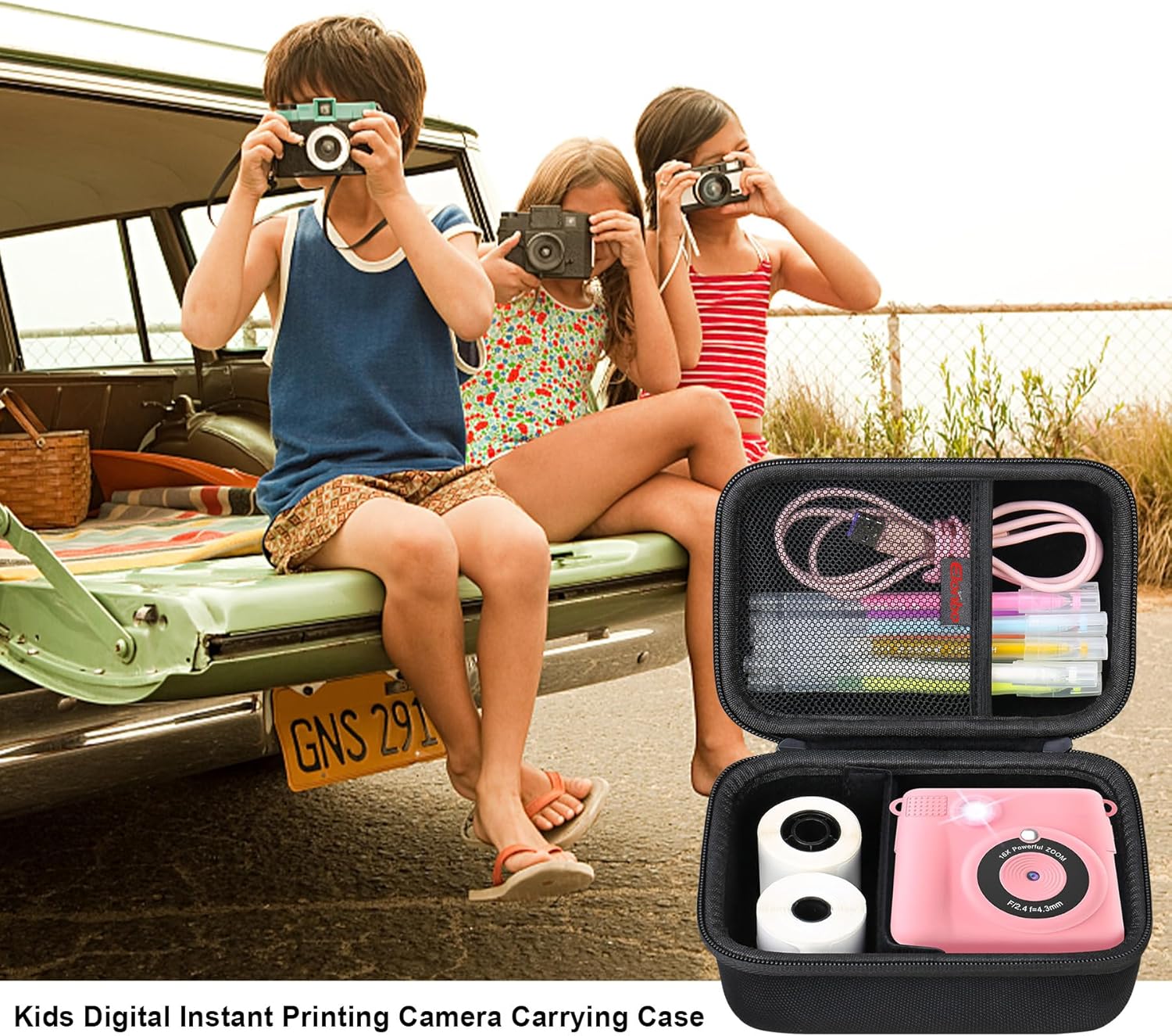 ESOXOFFOREGKTZAnchiooWEEFUN 1080P HD 0 Ink – Estuche de transporte para cámara fotográfica de impresión instantánea, portátil, mini cámara de